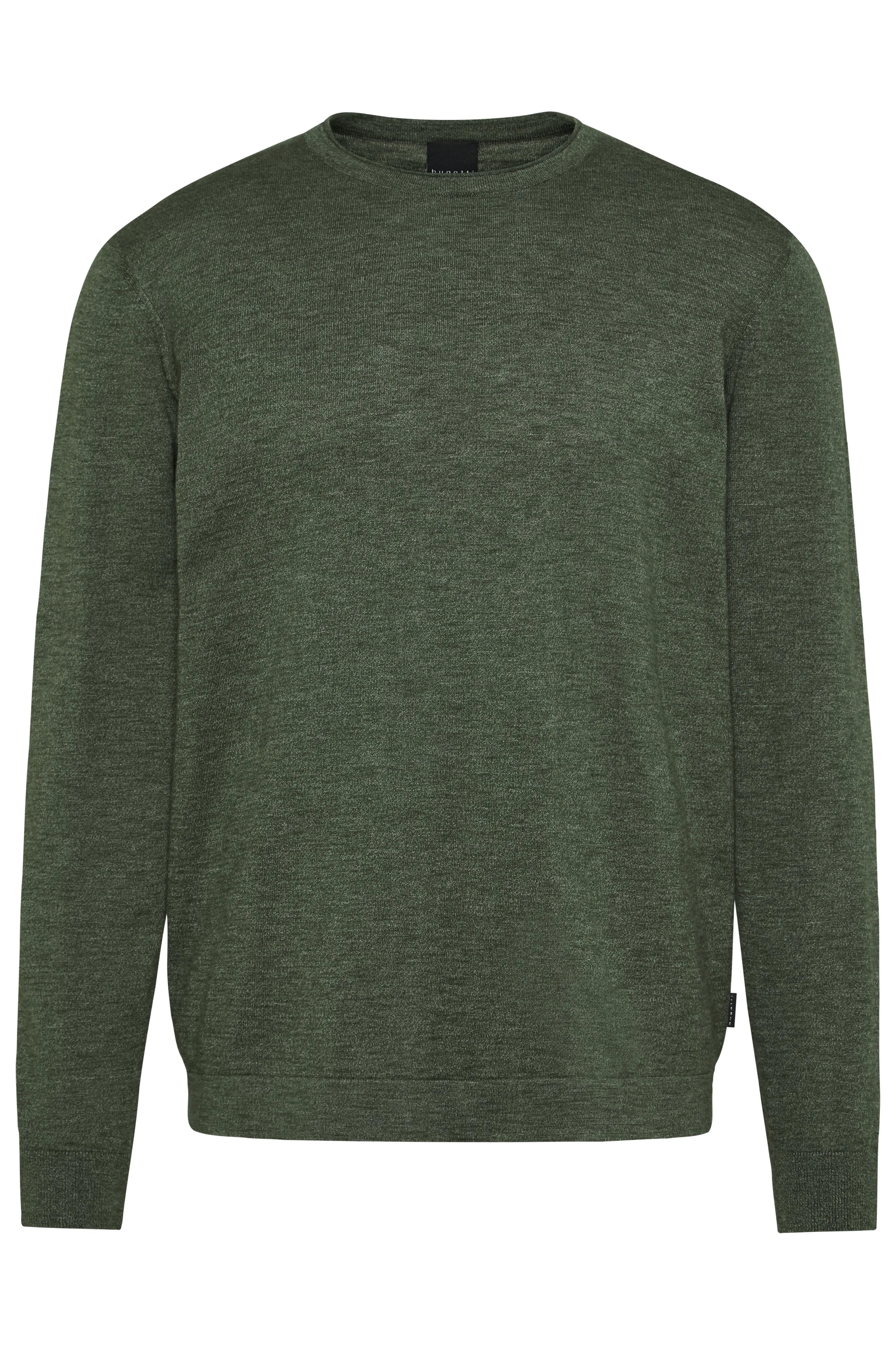 Grüner bugatti Pullover, legeres Büstenbild, weiches Material.
