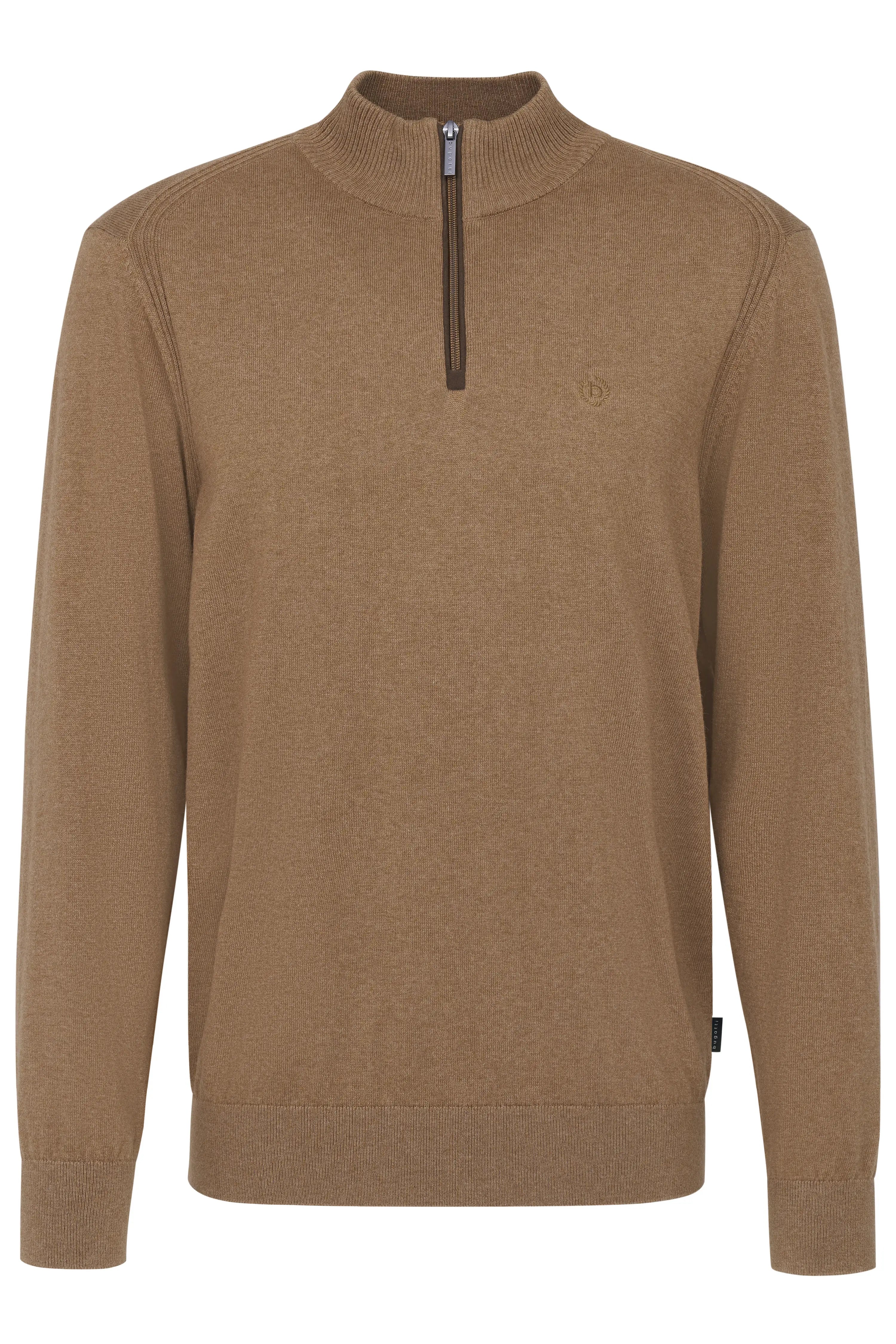 bugatti Pullover, beige, Zipper, Büstenbild, zeitlos elegant.