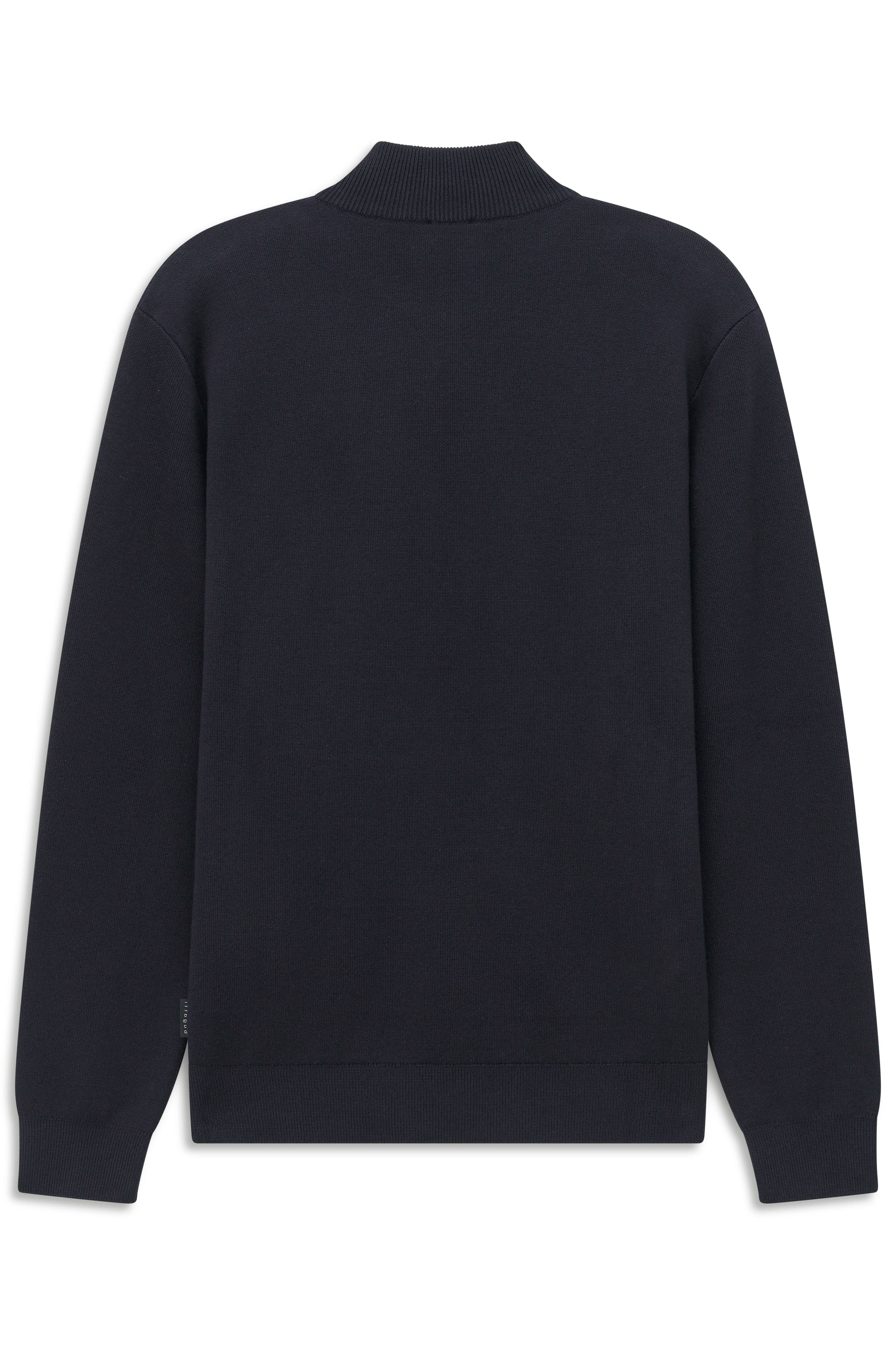 Navy Pullover von bugatti, Rückansicht, klassisches Design, Langarm, robuster Stoff.