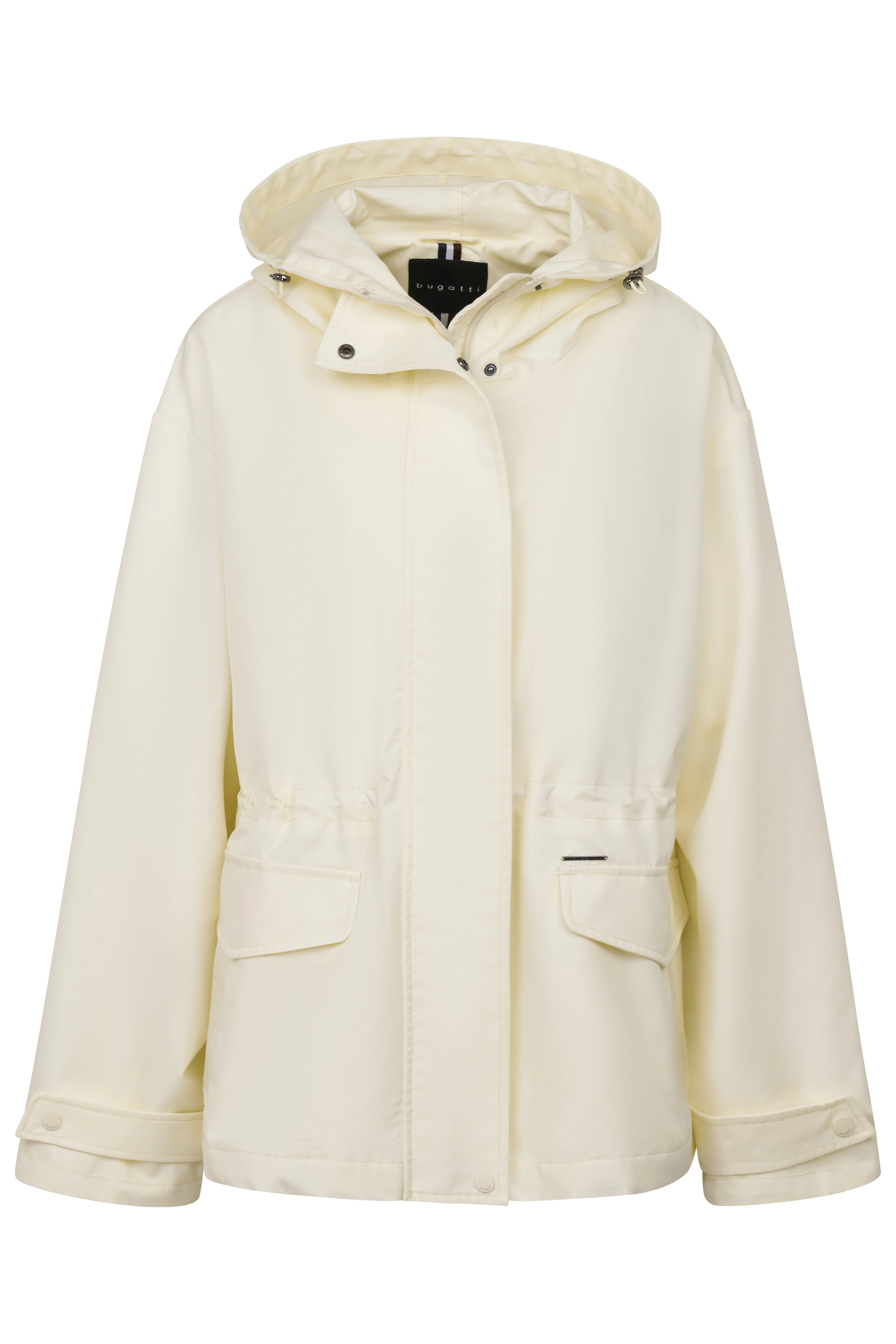 Witte bugatti jas met capuchon en zakken, casual buste.