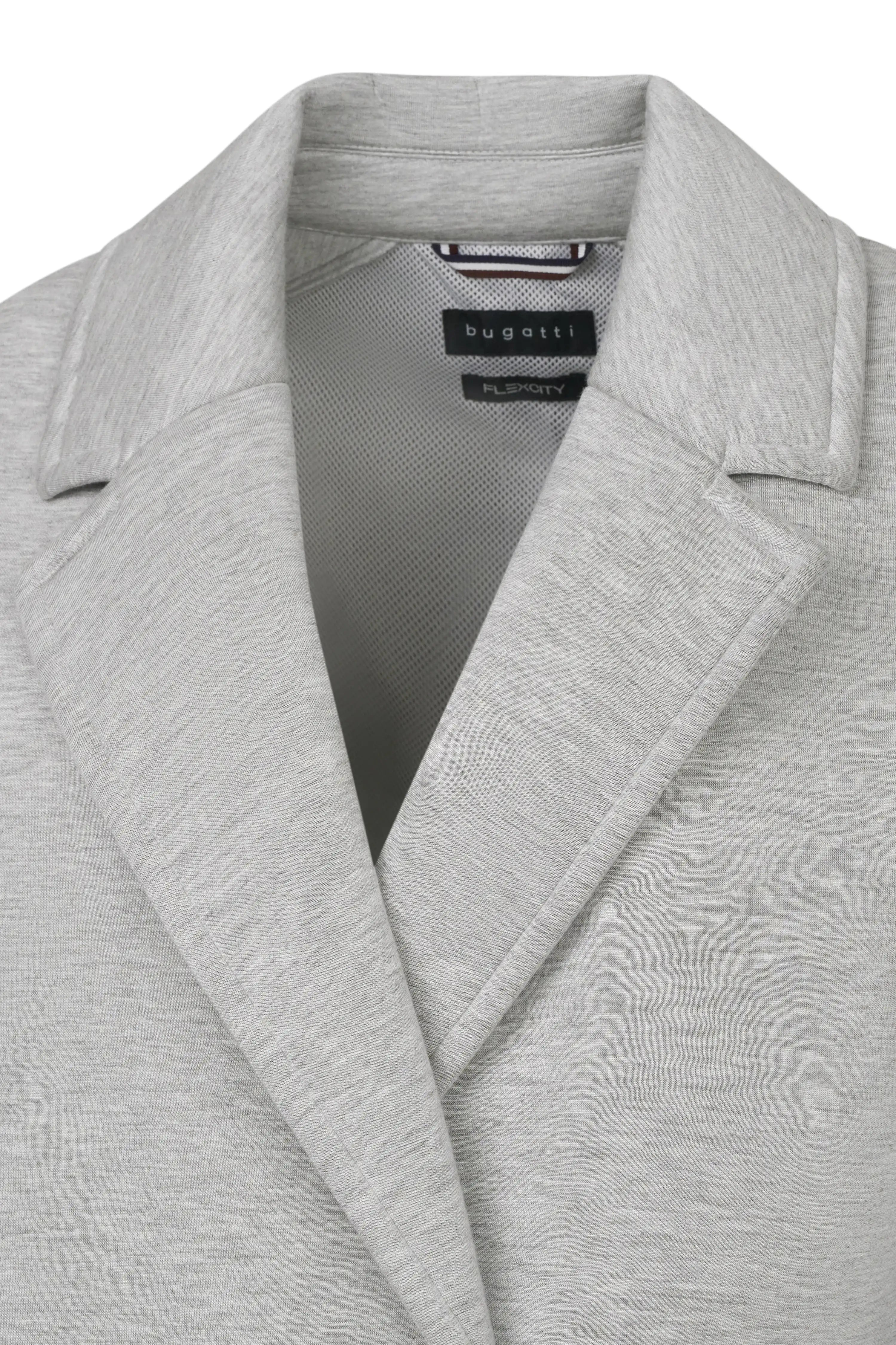Grauer bugatti Blazer aus hochwertigem Material, Büstenbild, elegantes Design.