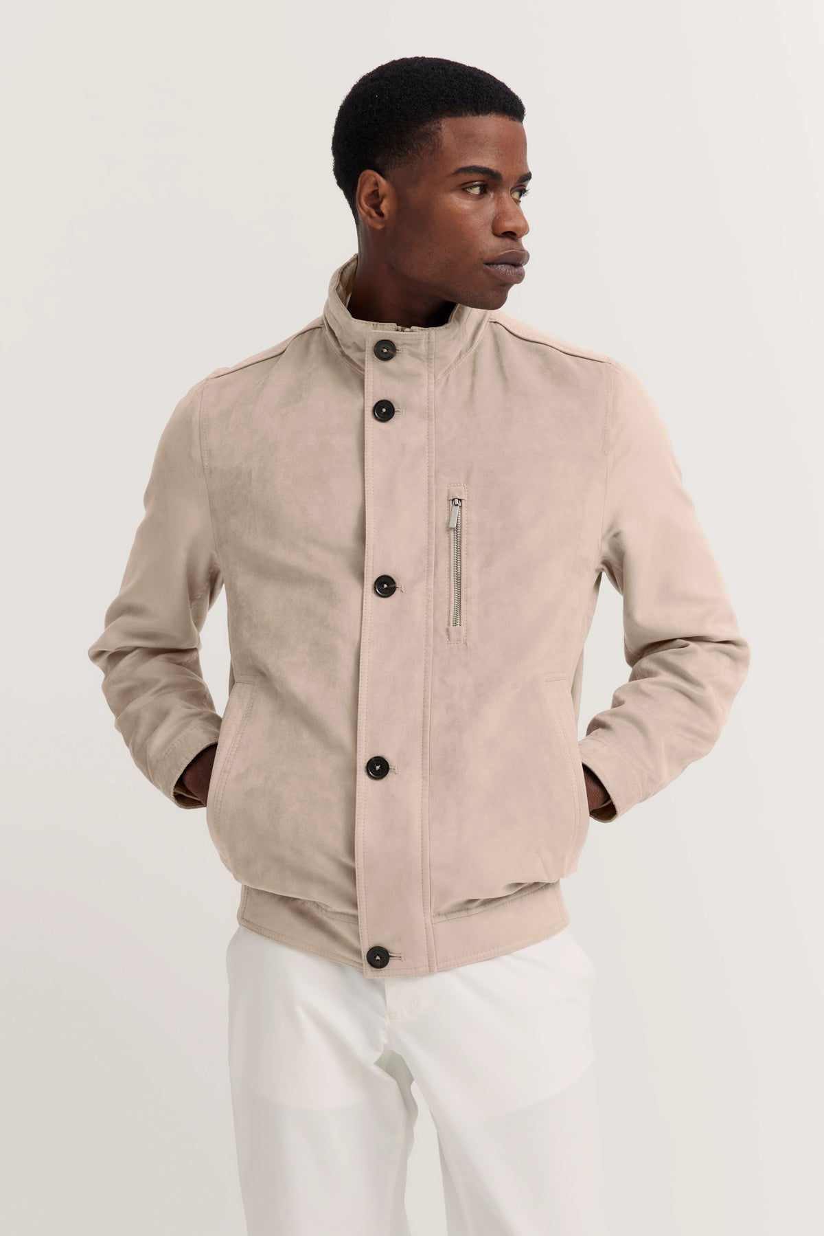 Blouson aus hochwertigem Velourleder in beige | Bugatti