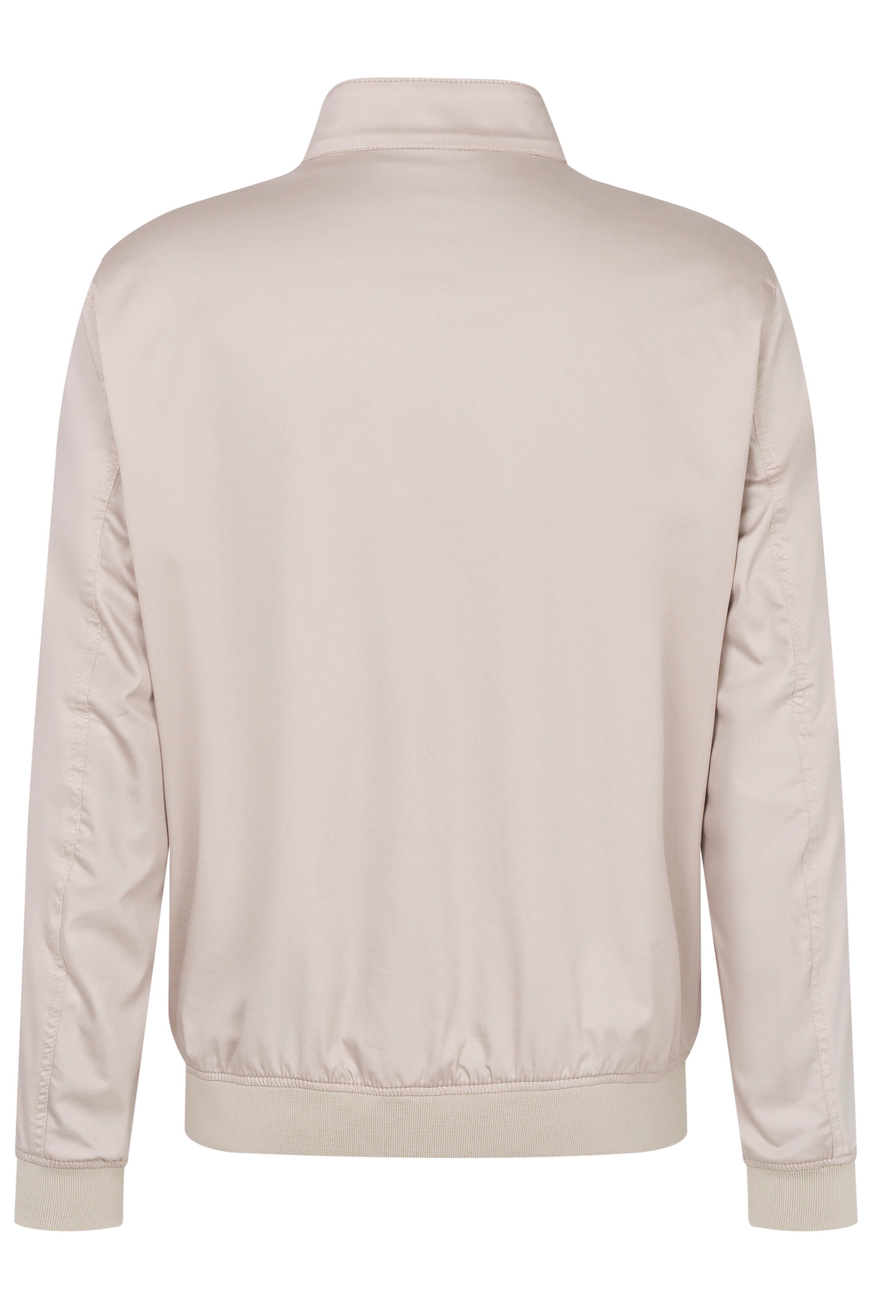 Beigefarbene bugatti Jacke, Rückenansicht, legeres Design, schlicht und stilvoll.