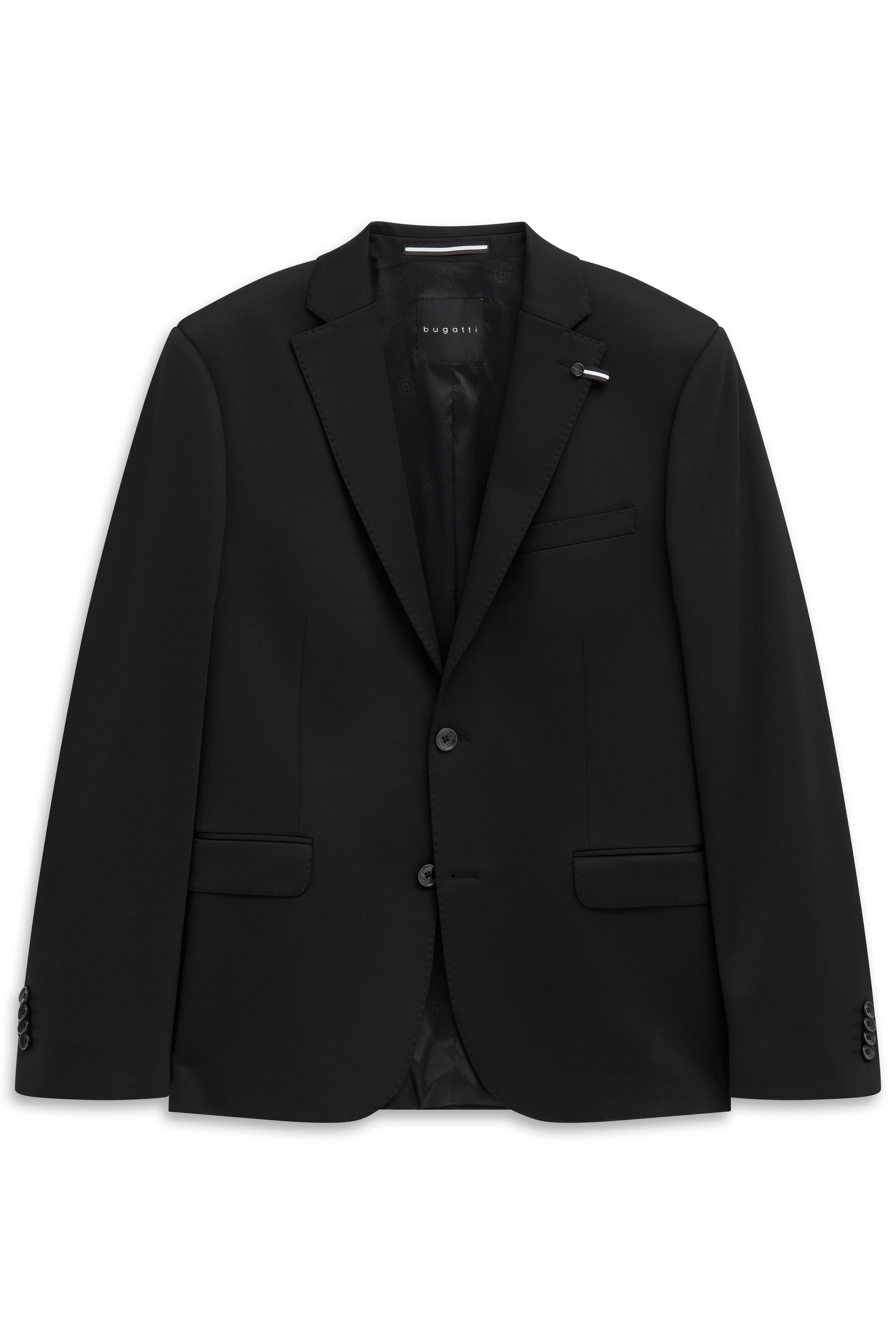 Black bugatti blazer, bust shot, classic design, elegant style.