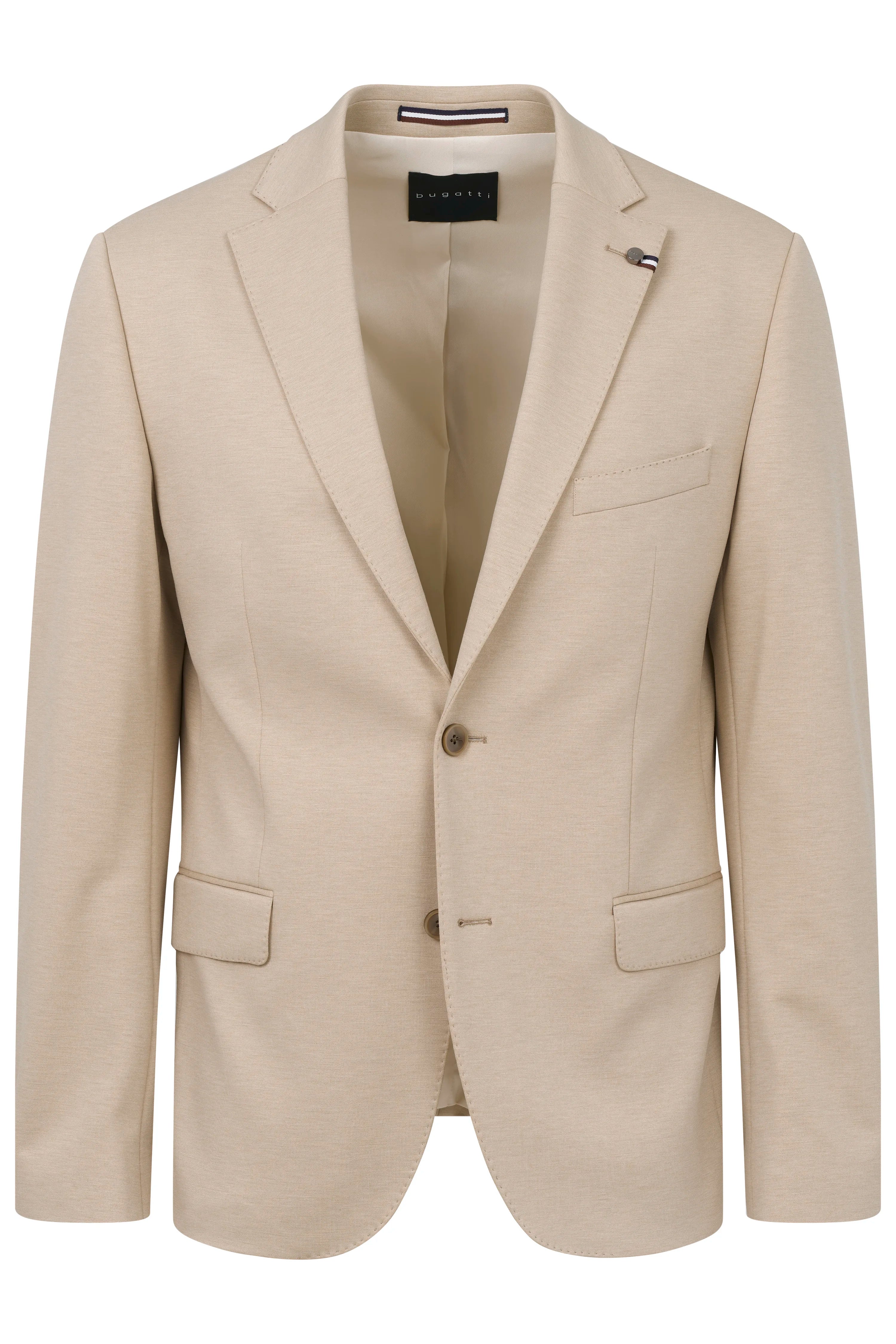Beiger bugatti Blazer, Büstenbild, elegantes Design, zeitloser Stil.