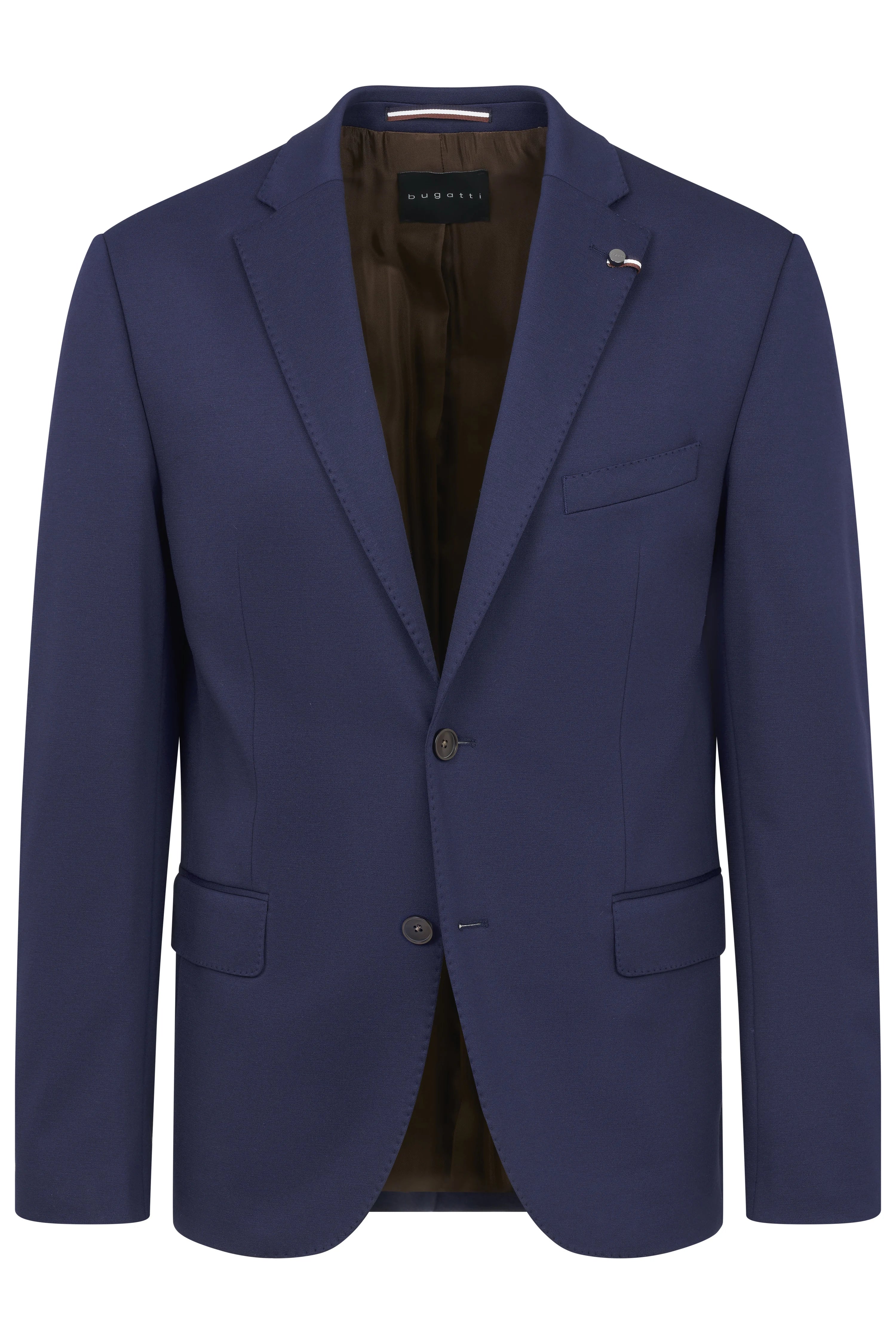 Blue bugatti blazer, classic design, bust view.