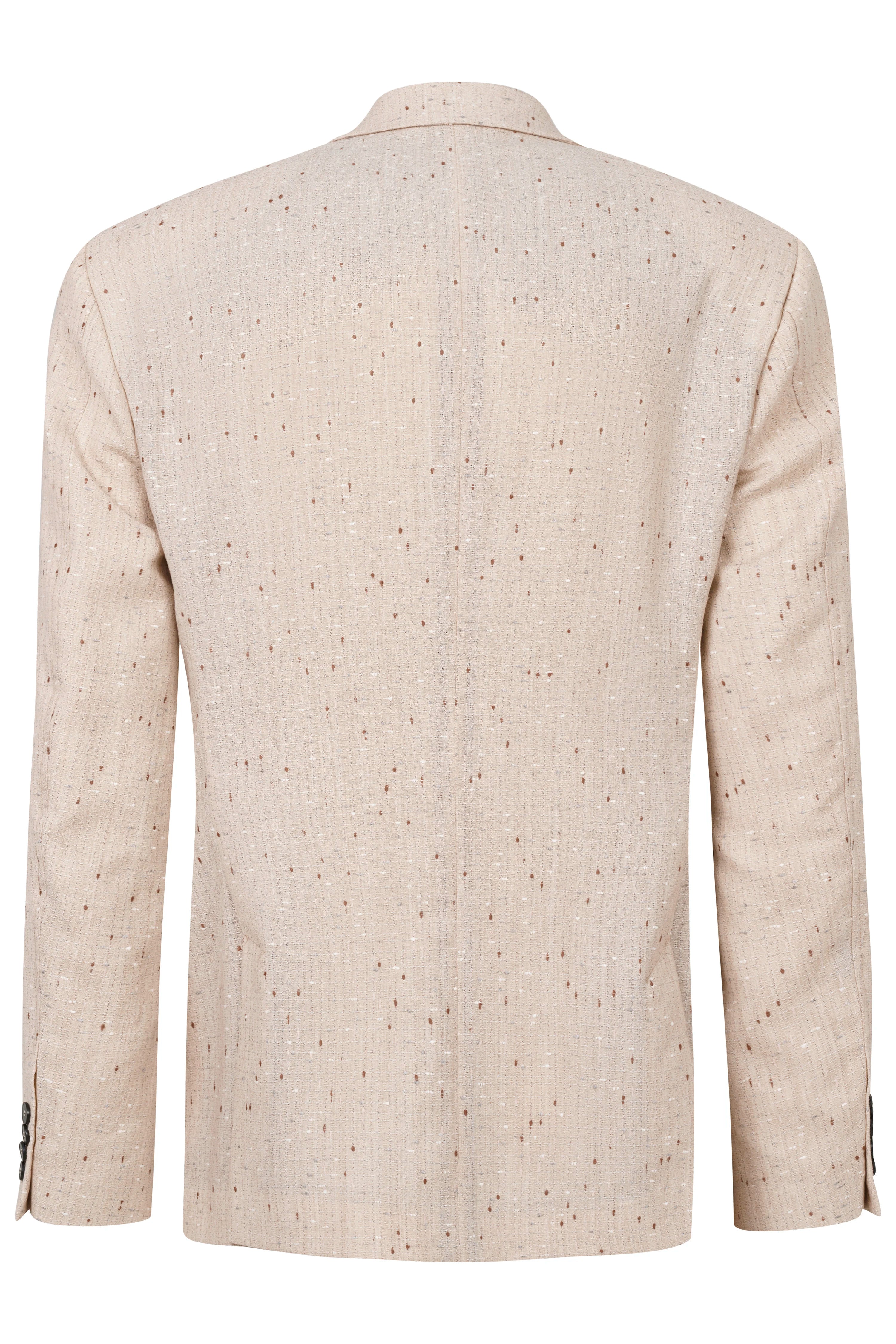 Beige bugatti blazer met subtiel patroon, achterkant, elegant ontwerp, hoogwaardig materiaal.