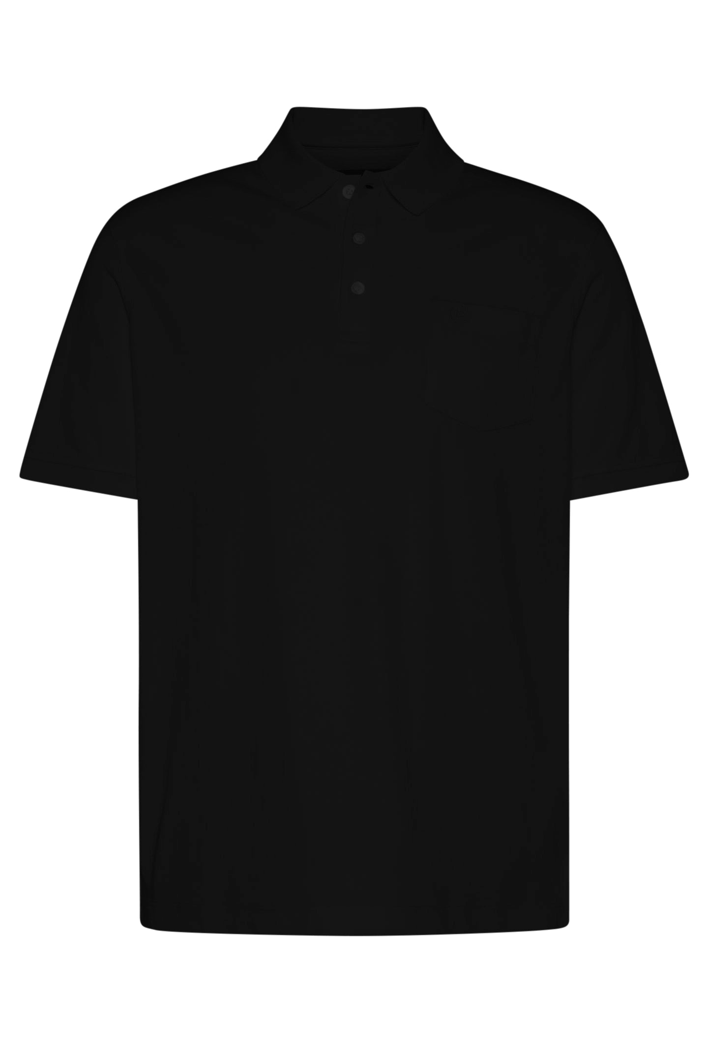 Schwarzes bugatti Polohemd, klassischer Schnitt, Büstenbild.