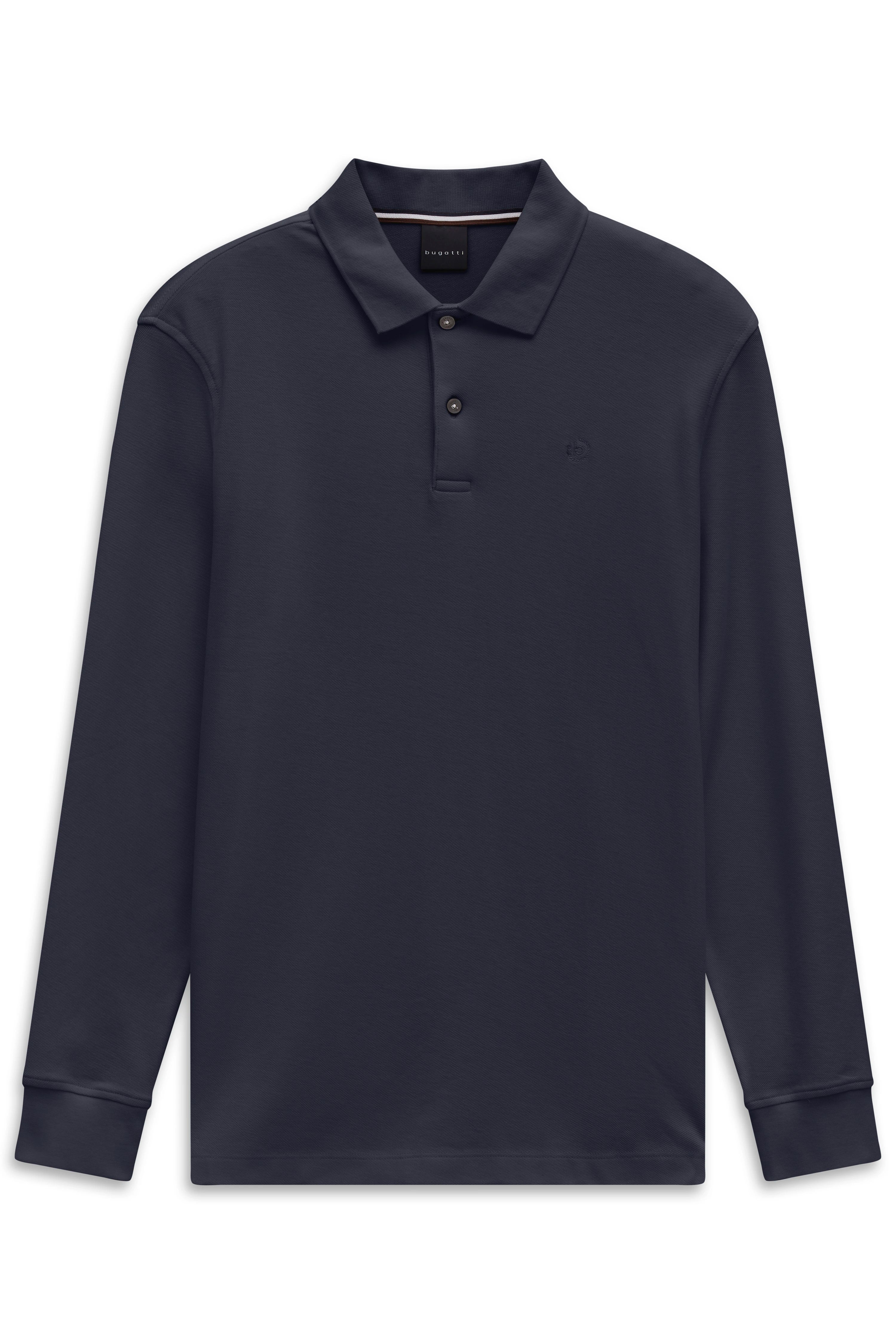 bugatti dunkelblaues Langarm-Poloshirt, Büstenbild, klassisches Design