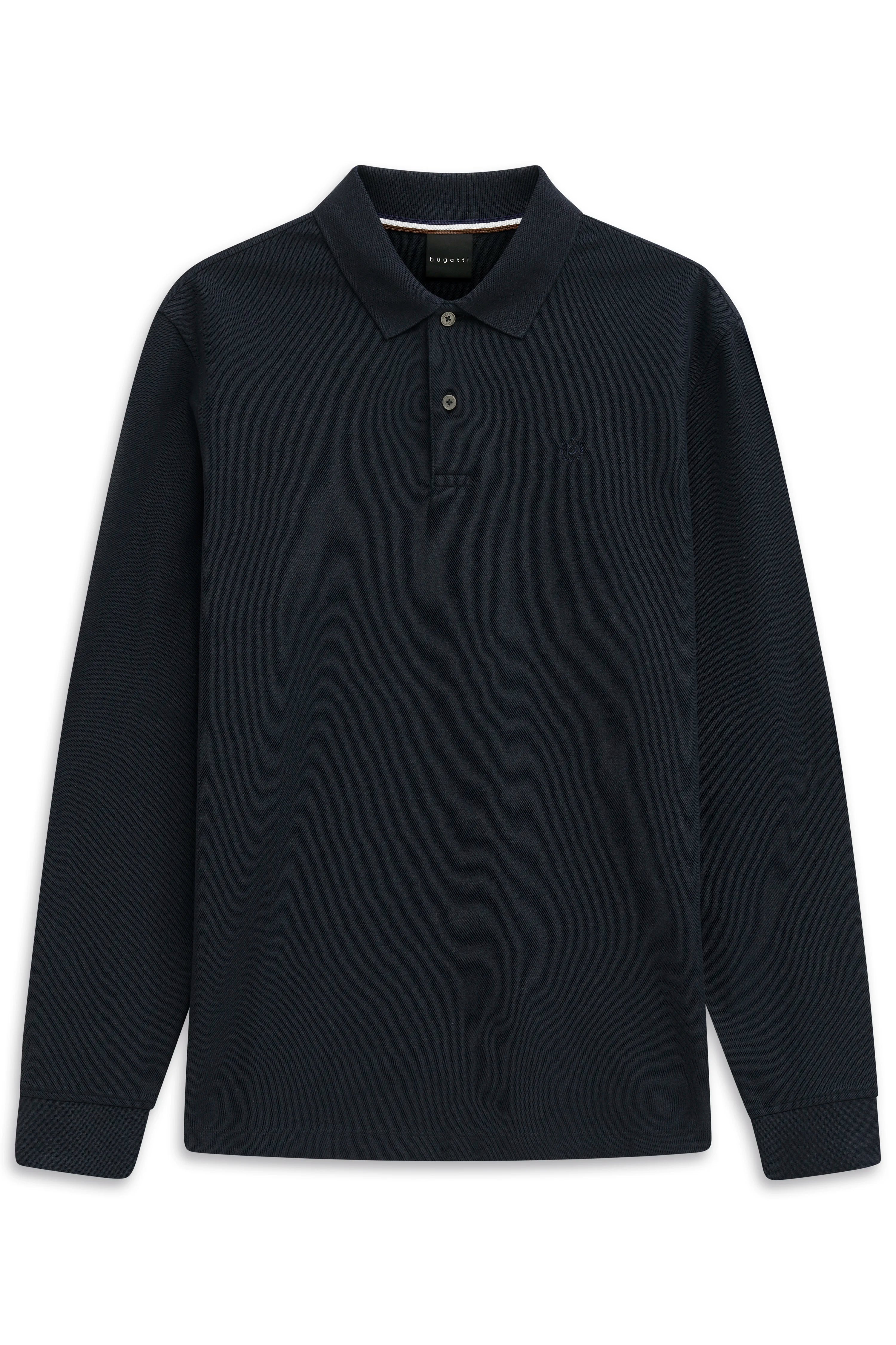 Langarm-Poloshirt in Dunkelblau von bugatti, Büstenbild.