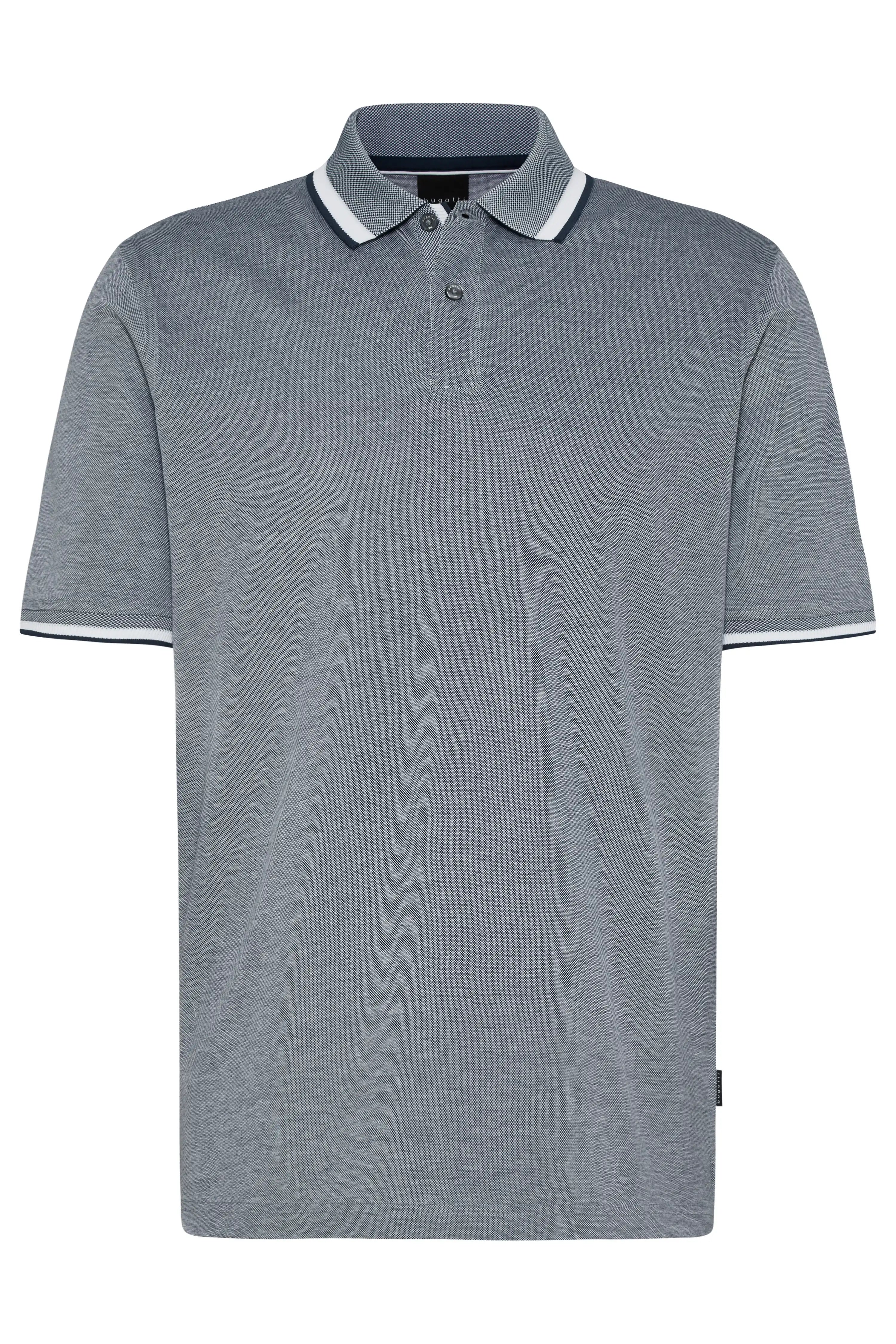 Gray bugatti polo shirt, fine pattern, with contrasting collar