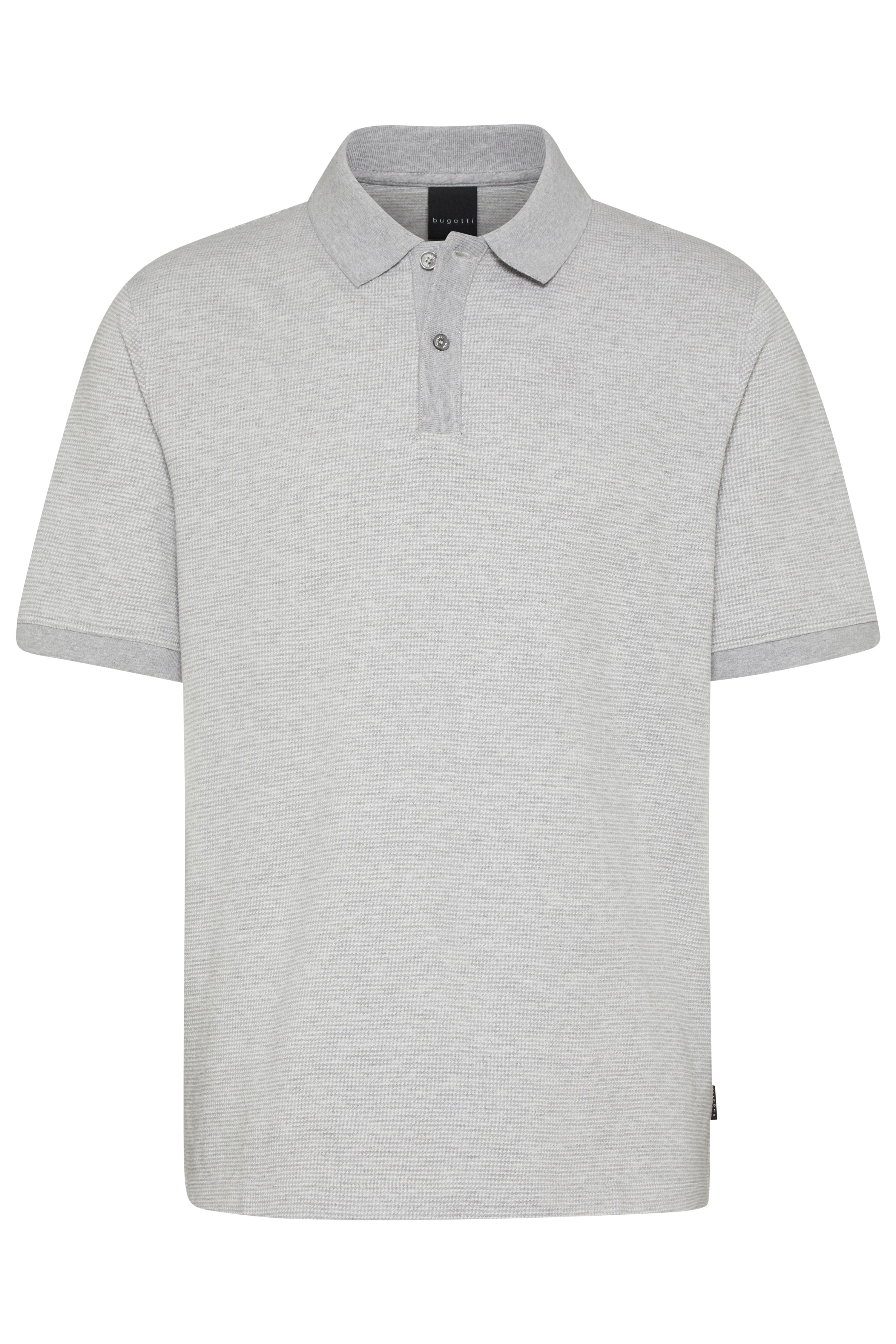 Gray bugatti polo shirt with fine texture, classic collar
