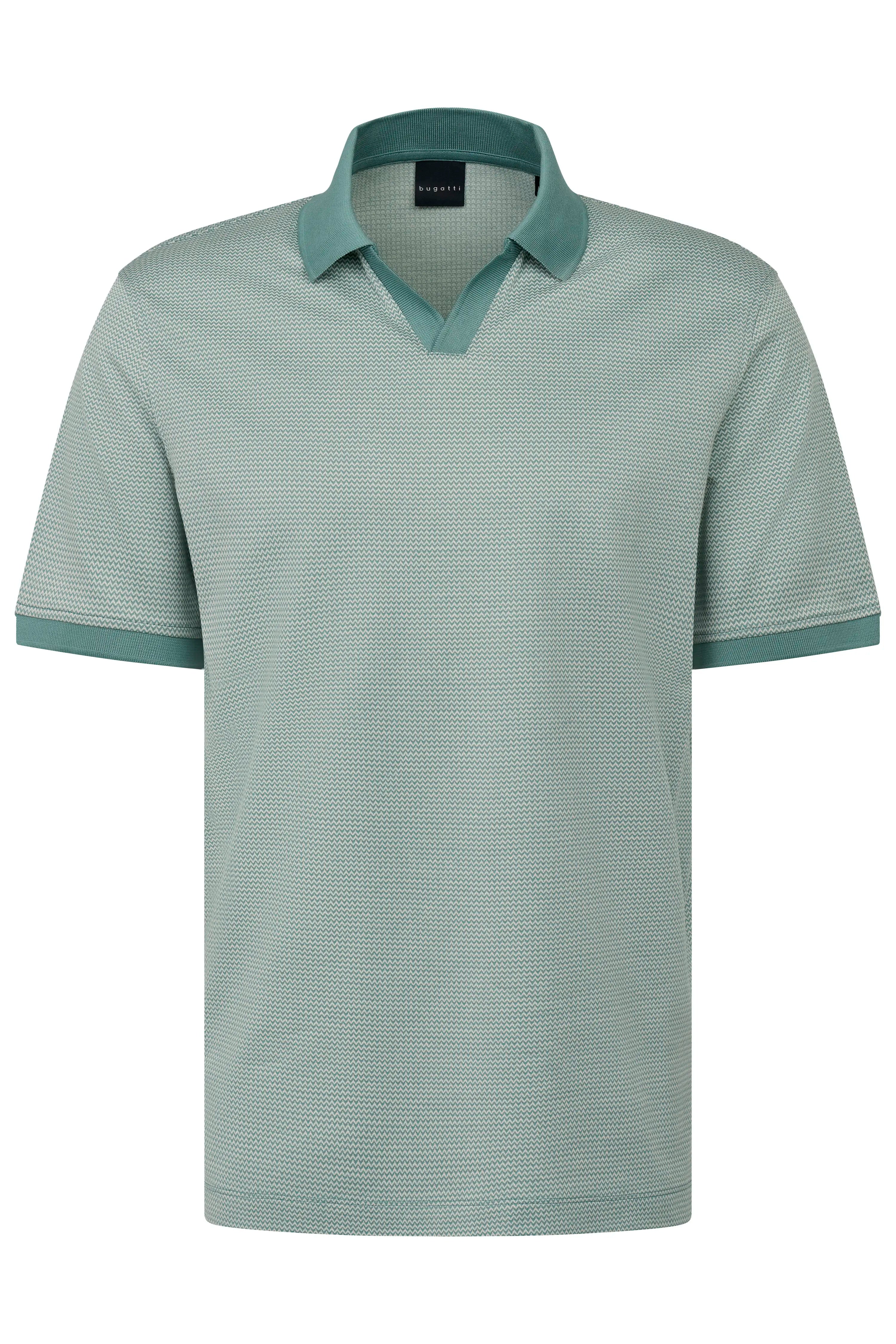 Mint green polo shirt with subtle pattern, bust image, by bugatti.