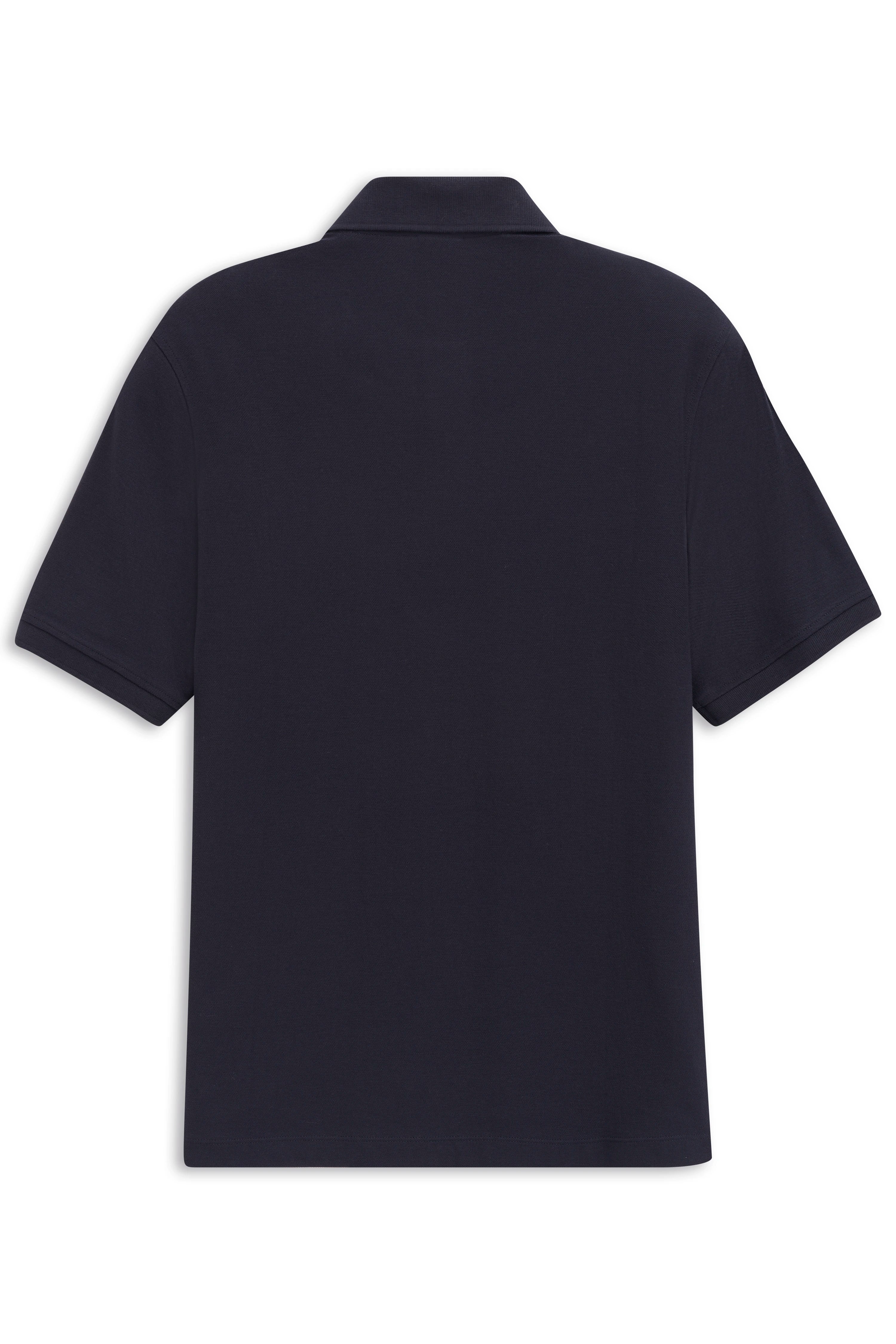 Dunkelblaues bugatti Poloshirt, Rückansicht, leger, zeitloses Design, hochwertige Materialien.