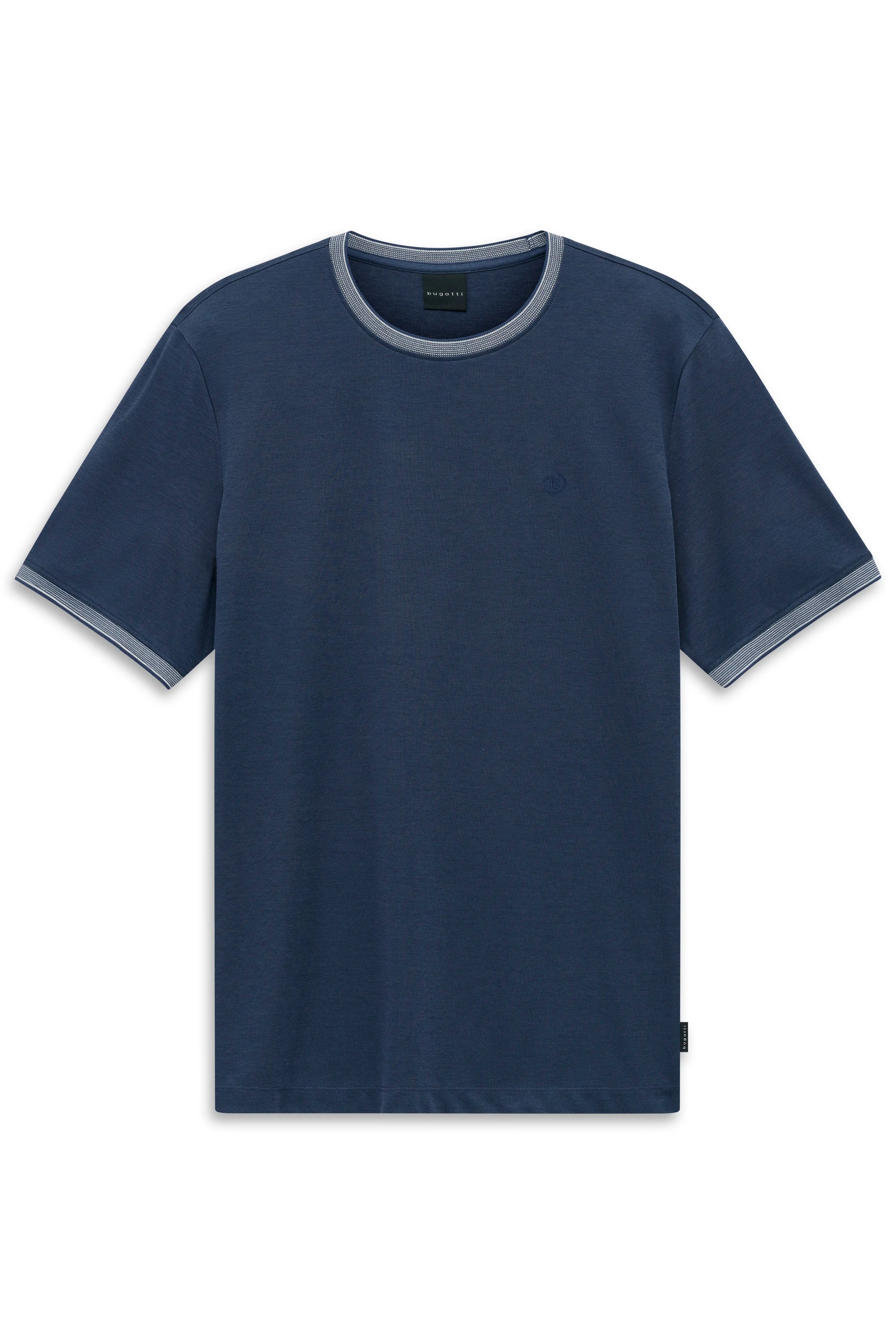 bugatti T-Shirt in Navy, Büstenbild, runder Kragen, lässiger Stil mit dezenten Details.