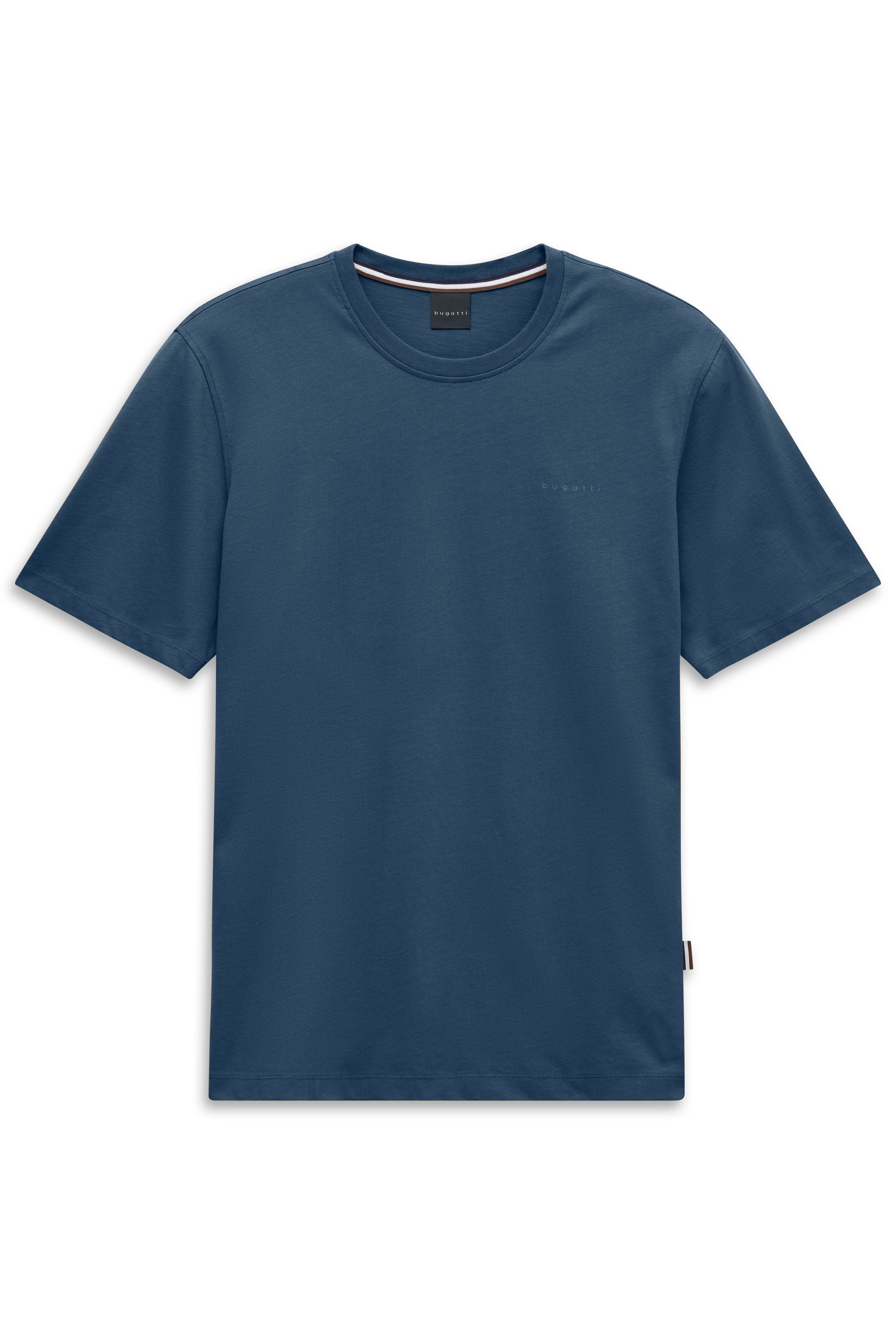 Bugatti T-Shirt in Blau, schlichtes Design, Büstenbild.