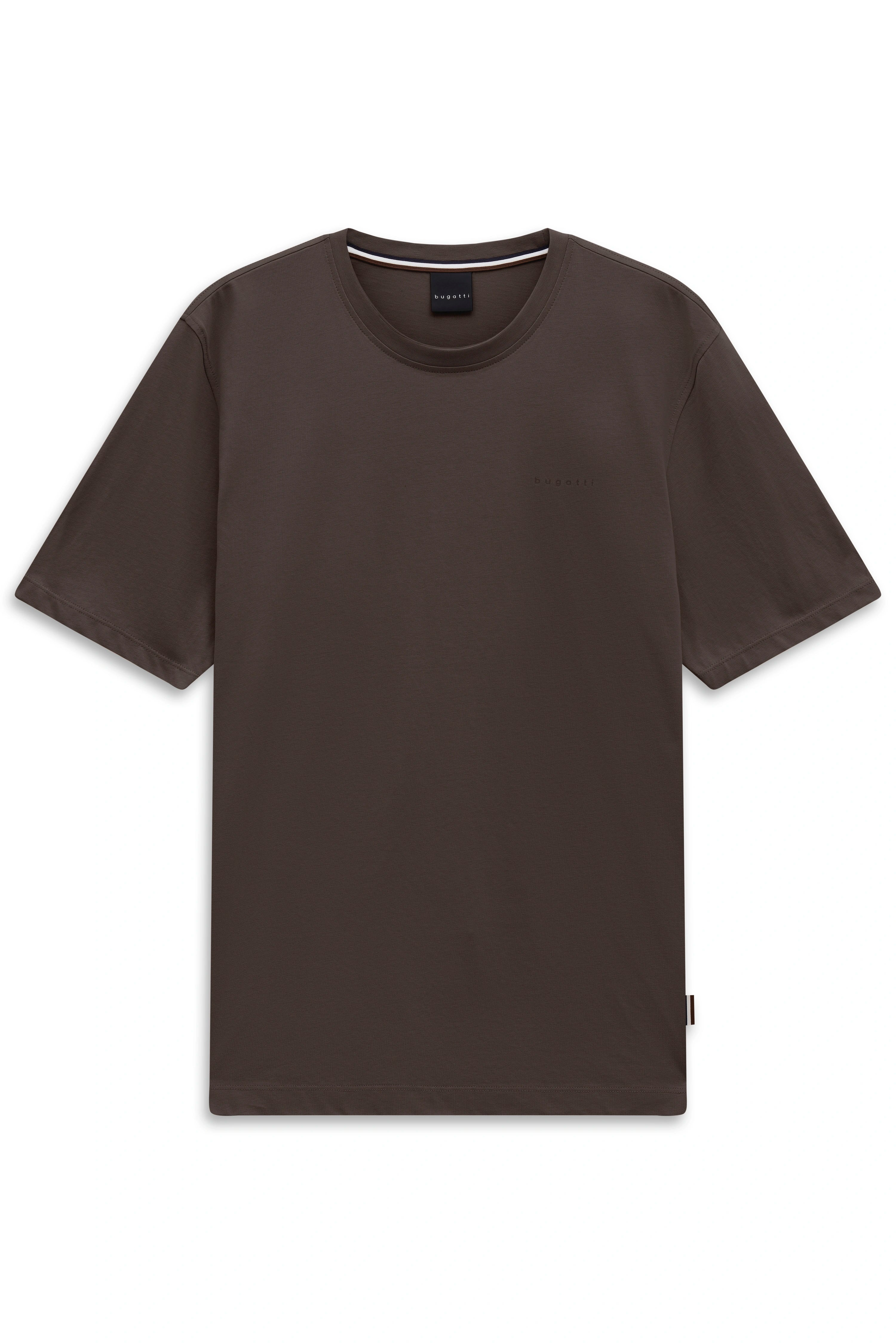 Braunes bugatti T-Shirt, legeres Büstenbild, minimalistisches Design.