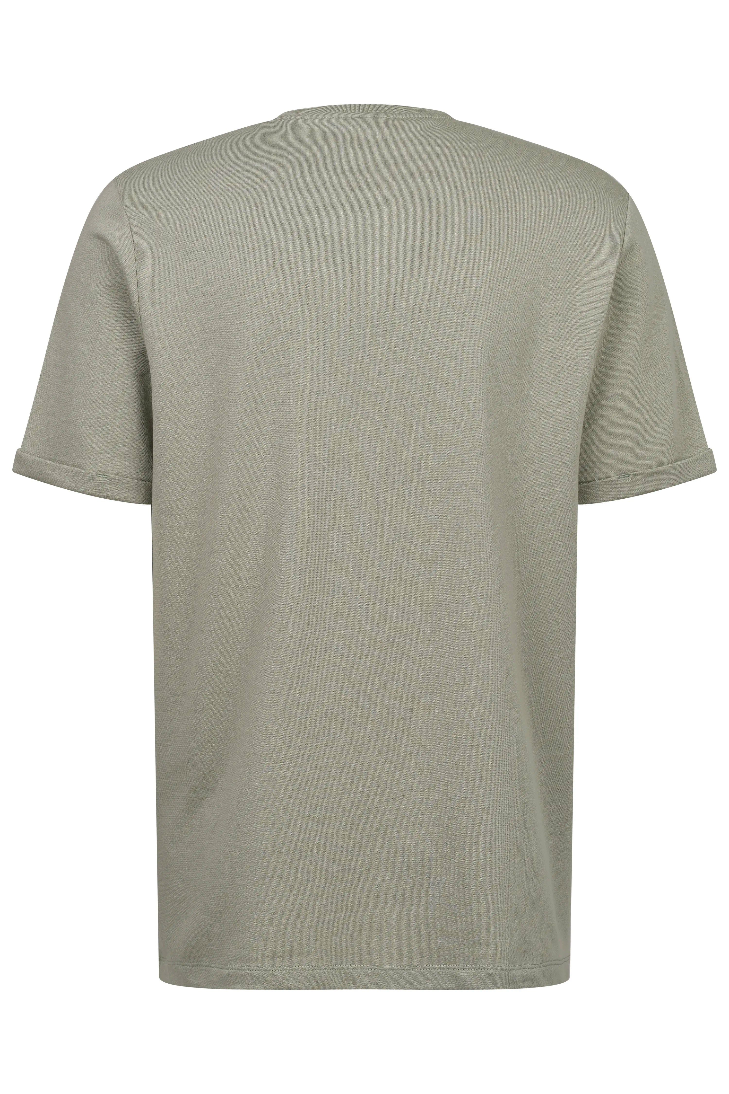 Gray bugatti T-shirt, casual bust shot, simple design.