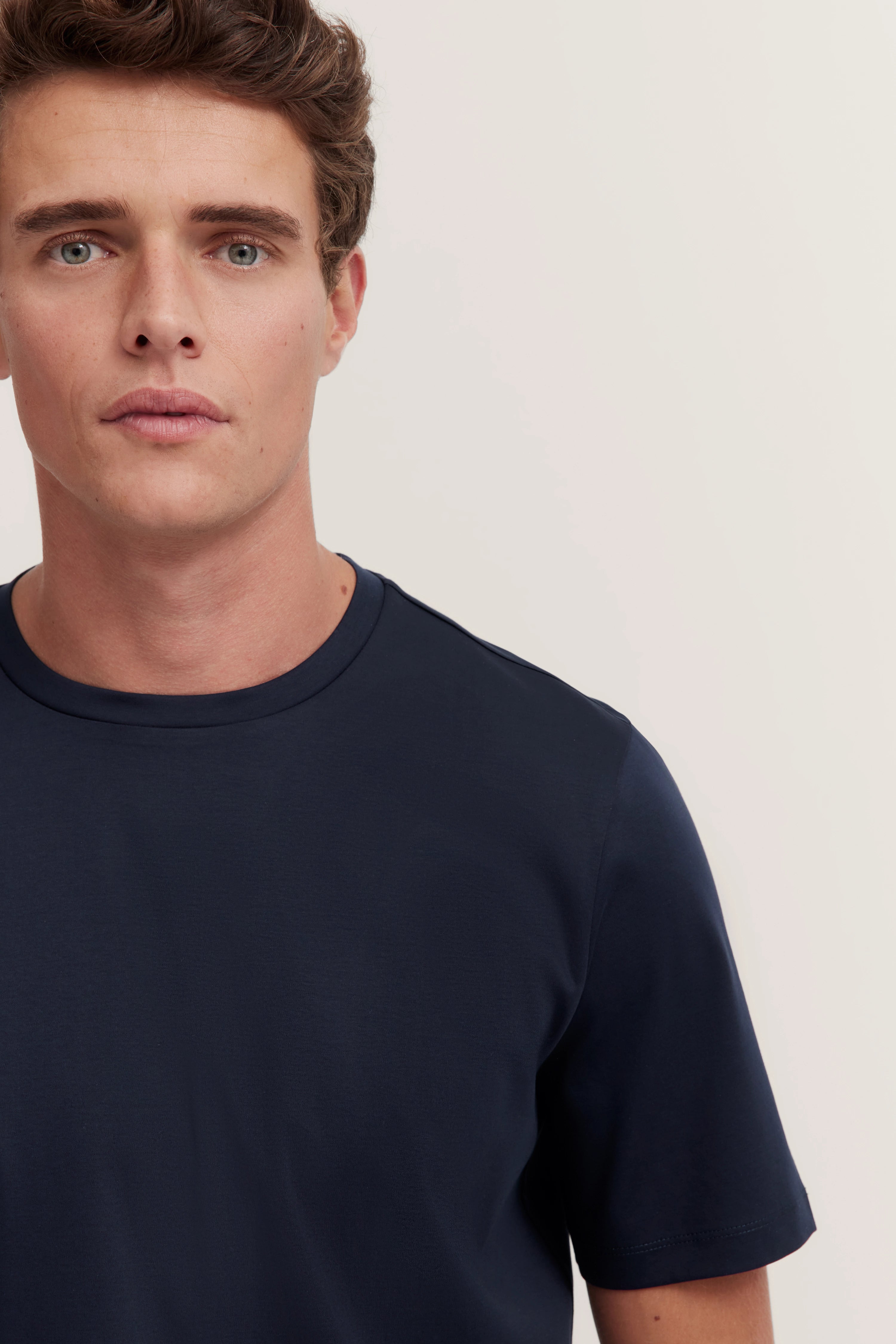 Navy T-Shirt by bugatti, bust view, simple design, premium materials.