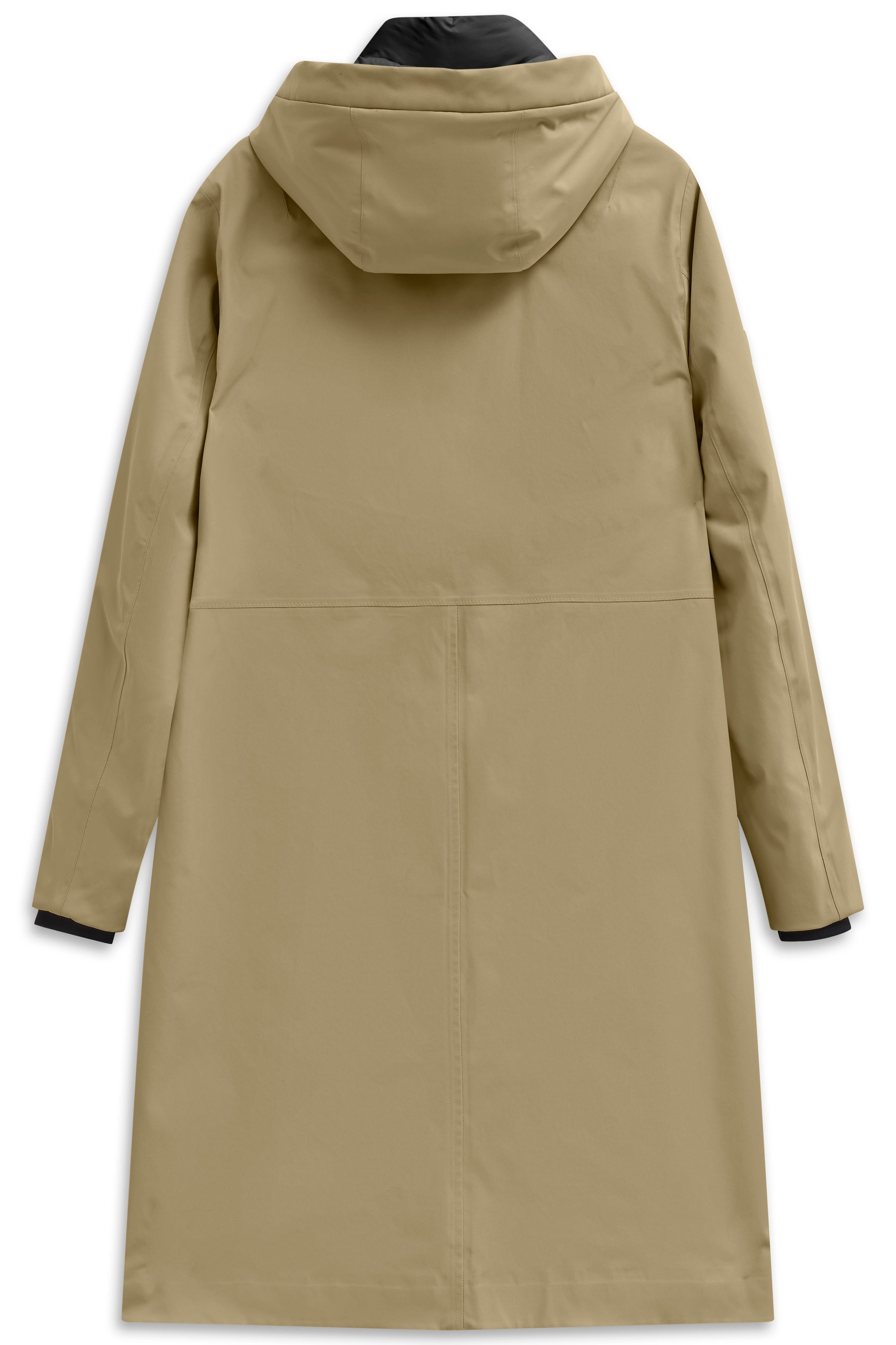 Beige bugatti Parka, Rückansicht, legeres Büstenbild, schlichtes Design, hochwertige Verarbeitung.