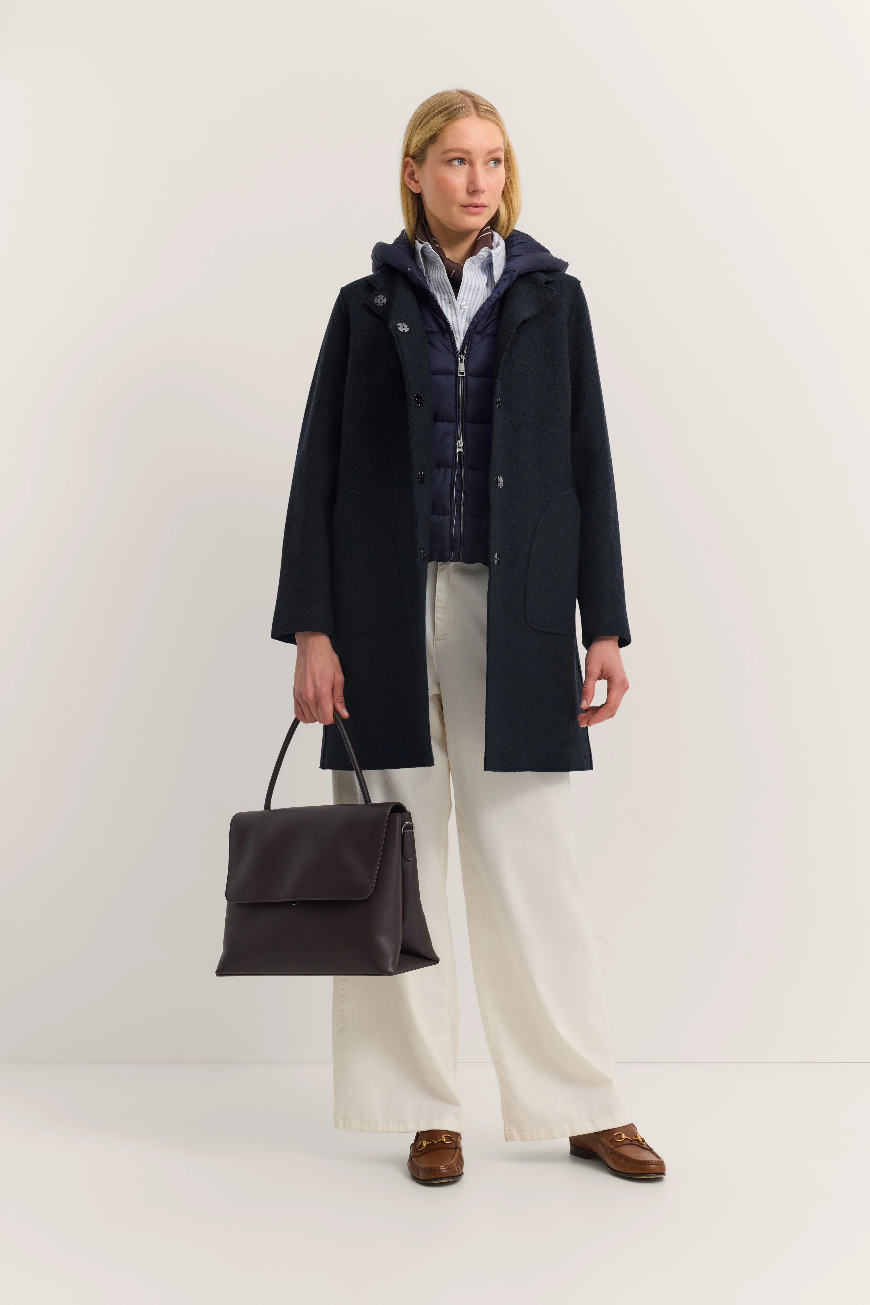 Wool coat with hood & removable vest in navy | Bugatti Wool coat with hood & removable vest in navy | Bugatti