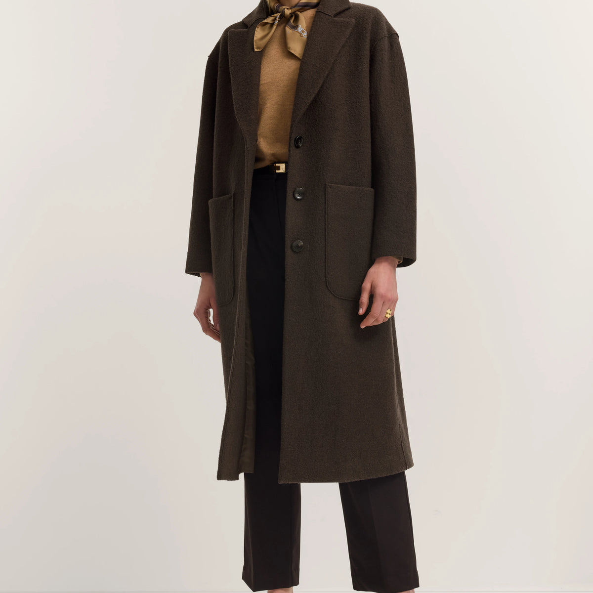 Flexcity stretch wollen jas met revers & zakken in bruin | Bugatti