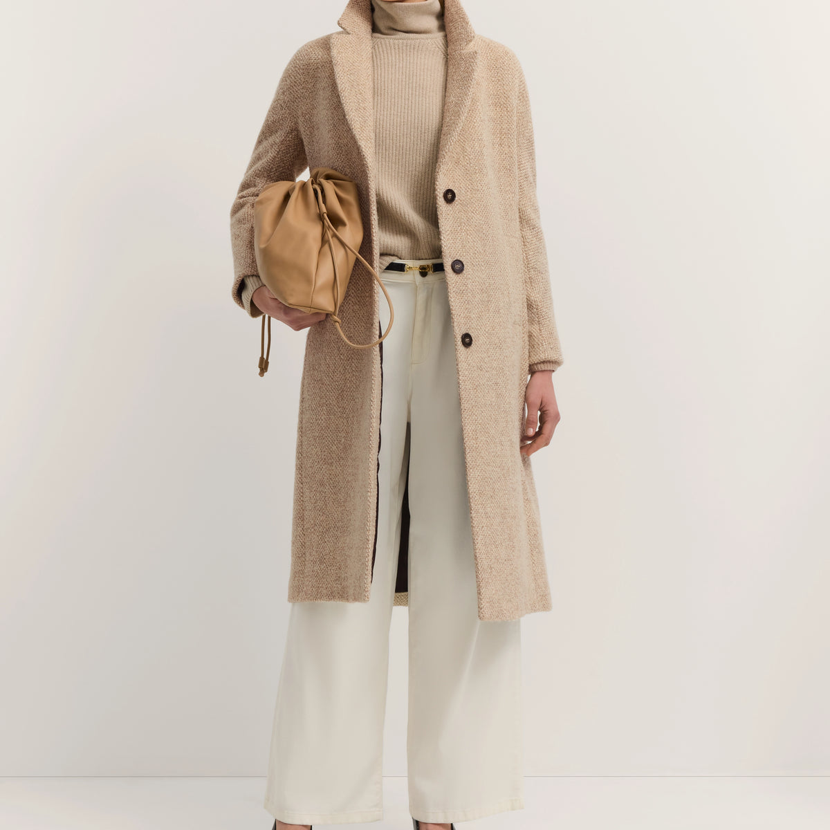 Long coat with lapel collar & Flexcity Stretch in beige | Bugatti