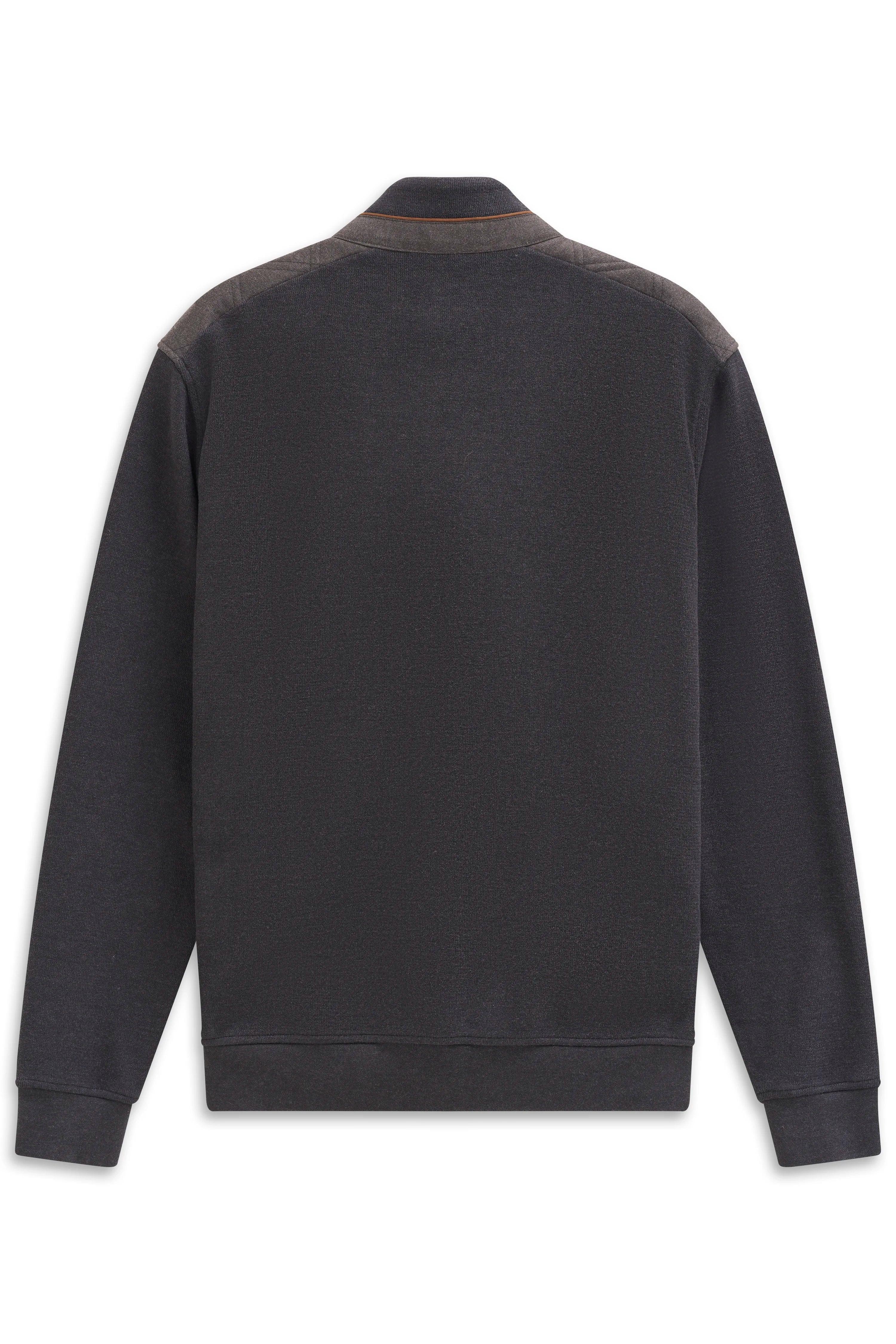 Dunkelgrauer bugatti Pullover, Rückansicht, legeres Design.