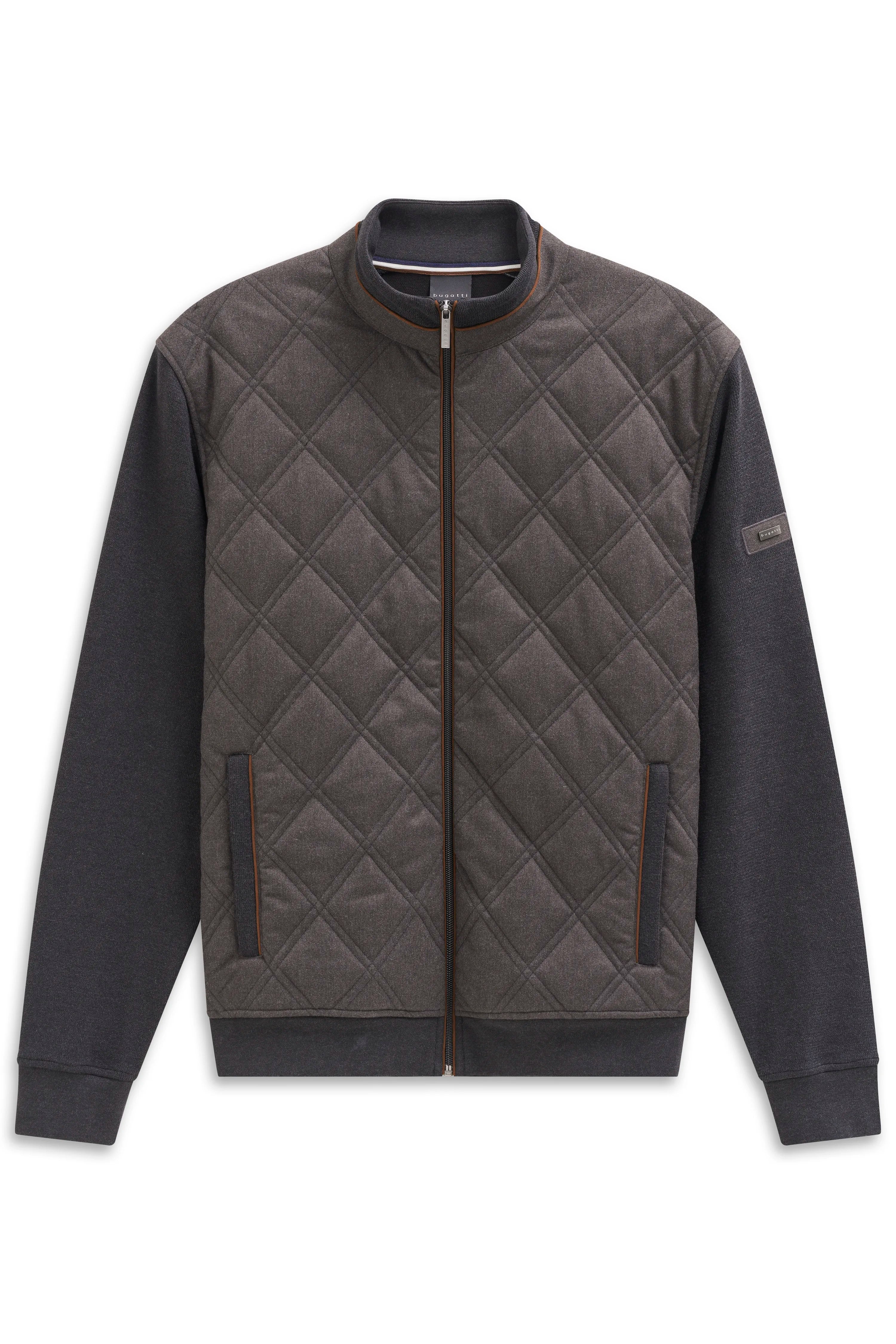 Steppjacke in Dunkelgrau von bugatti, Büstenbild, modisches Rautenmuster, elegantes Design.