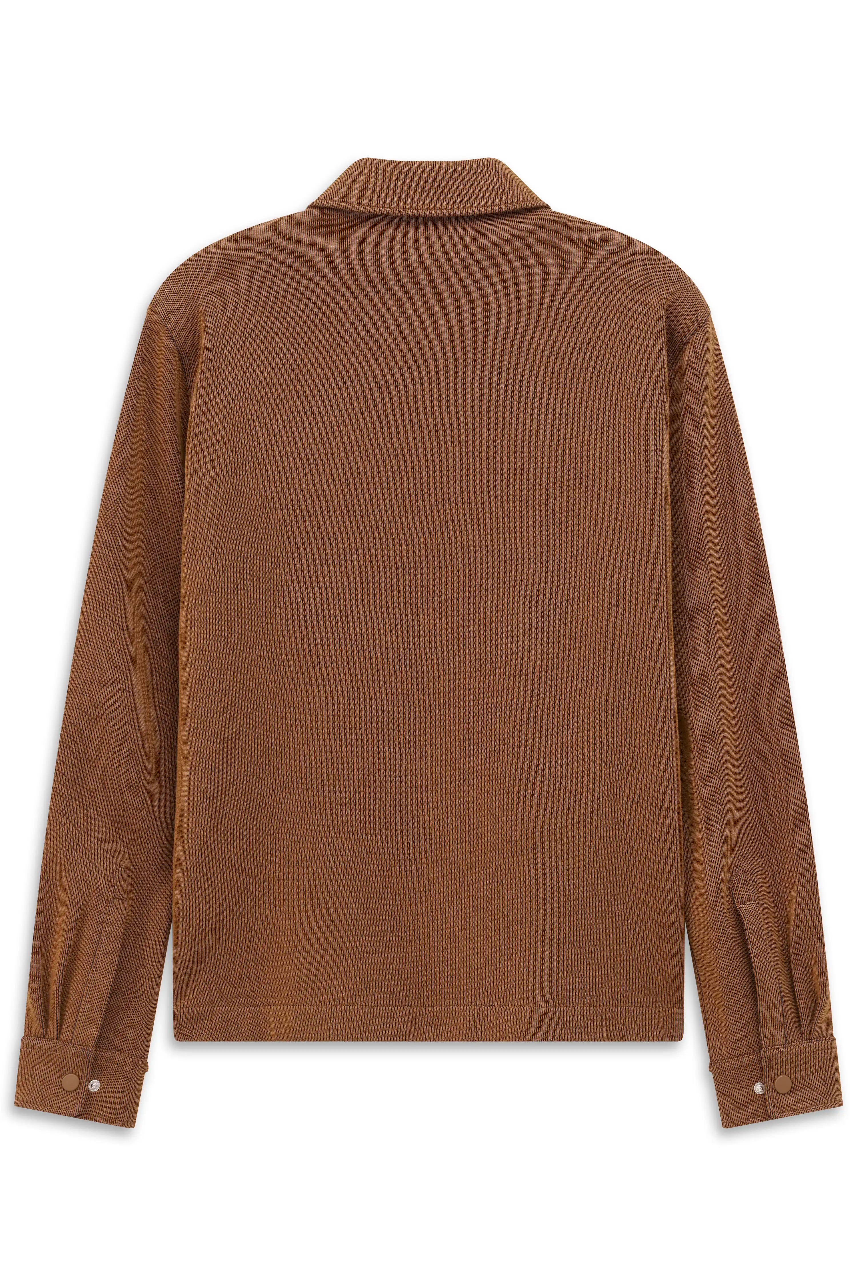 Braunes bugatti Oberteil Rückansicht, leger, feines Muster, Knöpfe an den Manschetten.