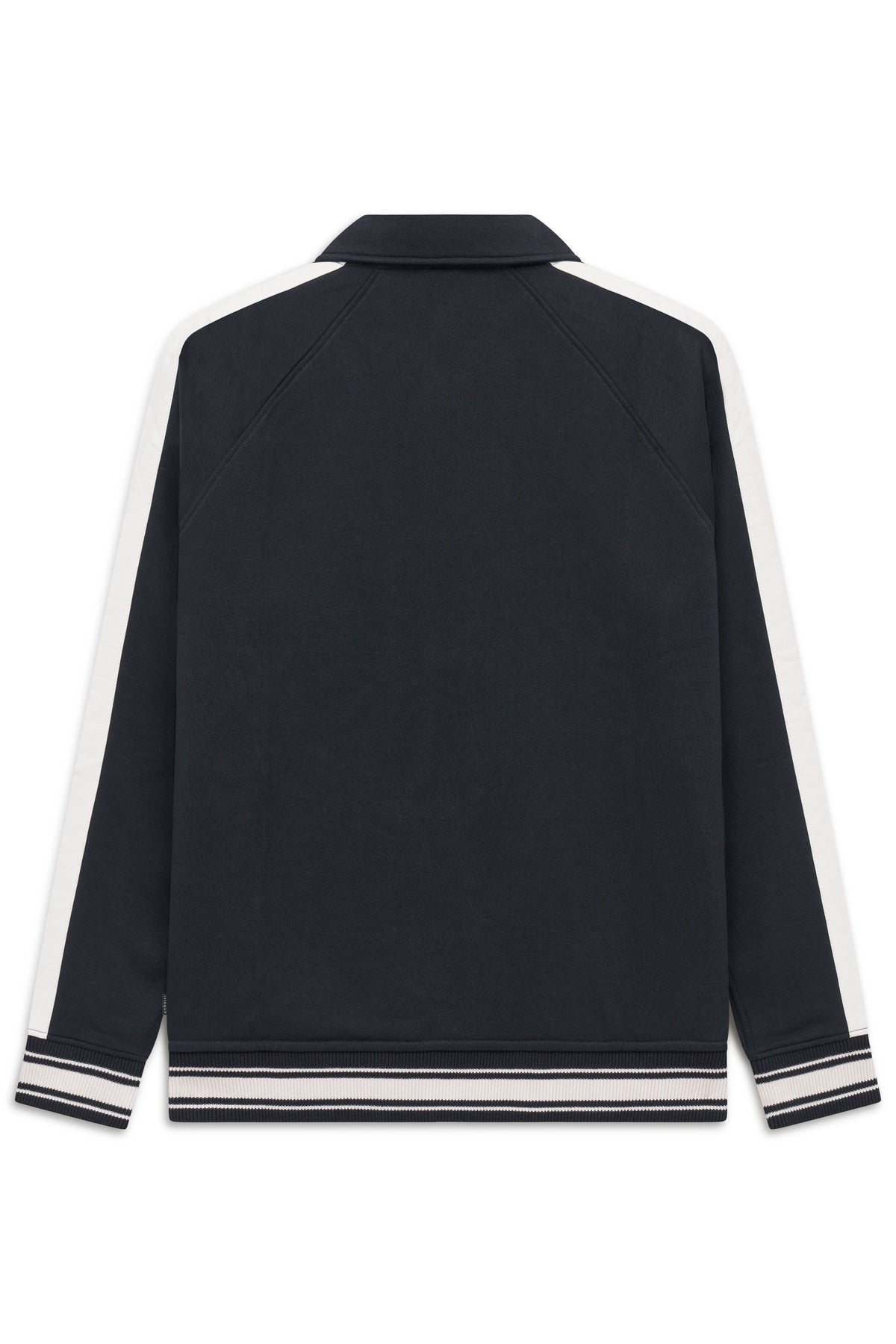 Bugatti schwarze Jacke mit weißen Streifen, Büstenbild, sportliches Design, eleganter Stil.