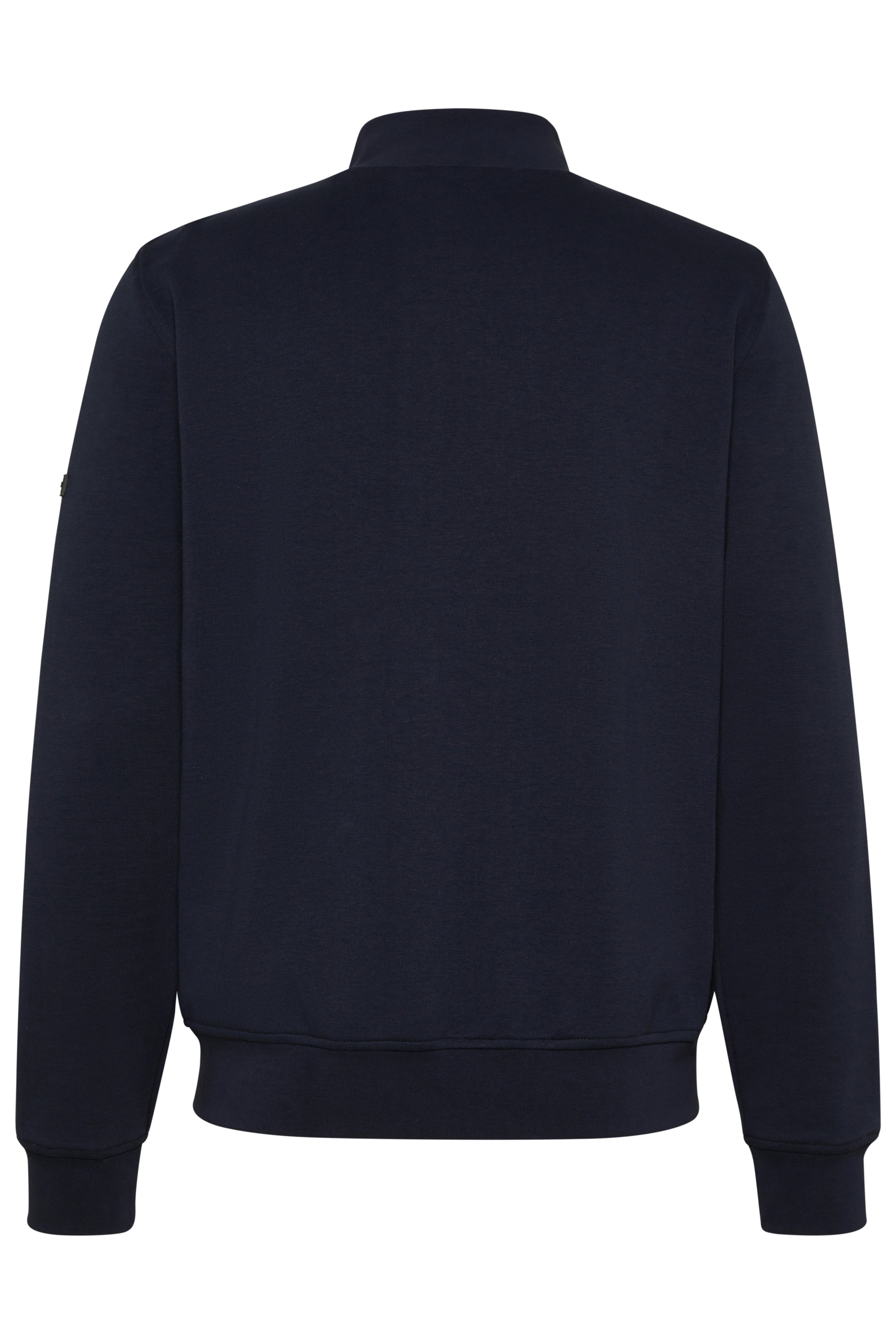 Navy Sweatshirt Rückansicht, legeres Büstenbild, klassischer Stil von bugatti.