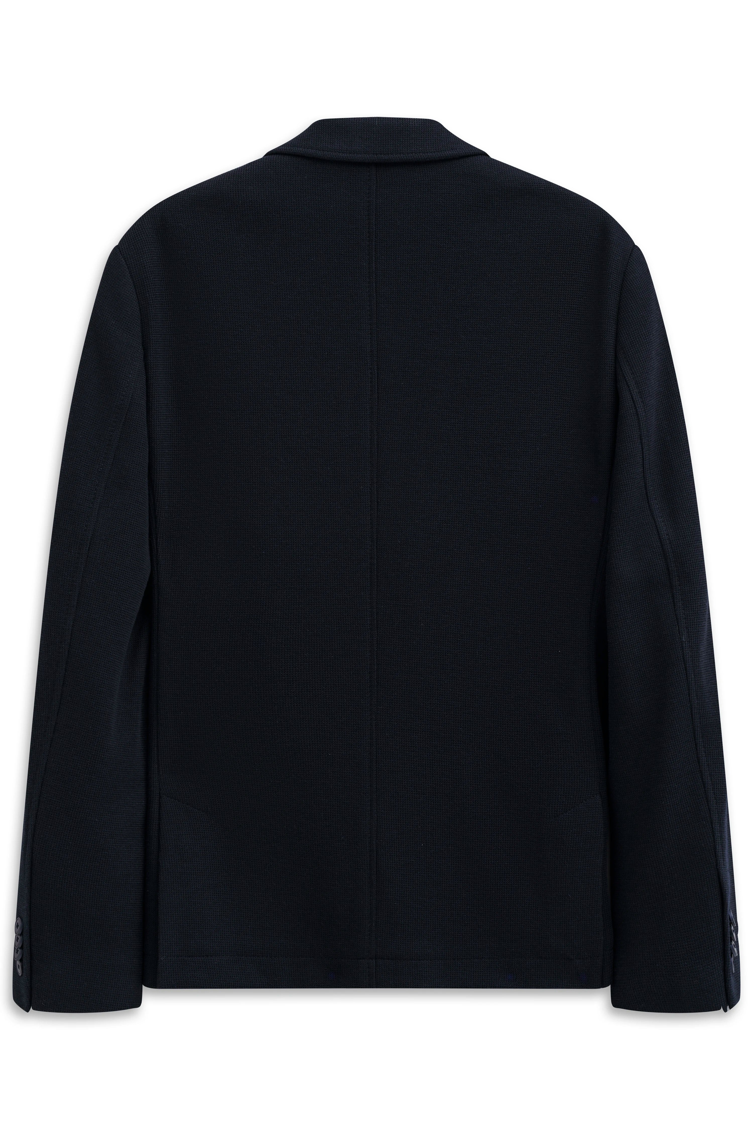 Schwarzer bugatti Blazer, Rückenansicht, legeres Büstenbild, elegantes Design.