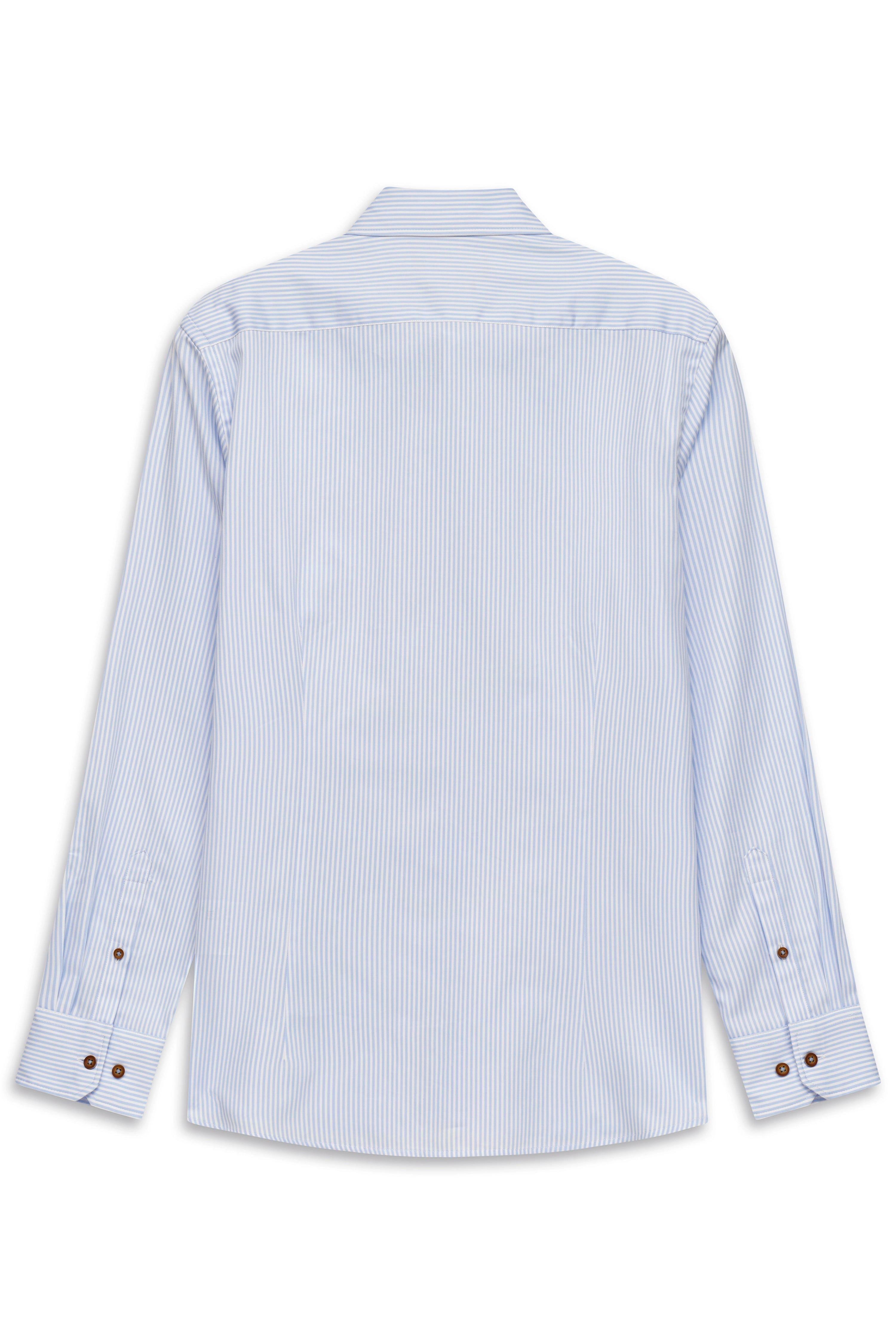 Blau-weiß gestreiftes Hemd von bugatti, Rückansicht, legeres Büstenbild