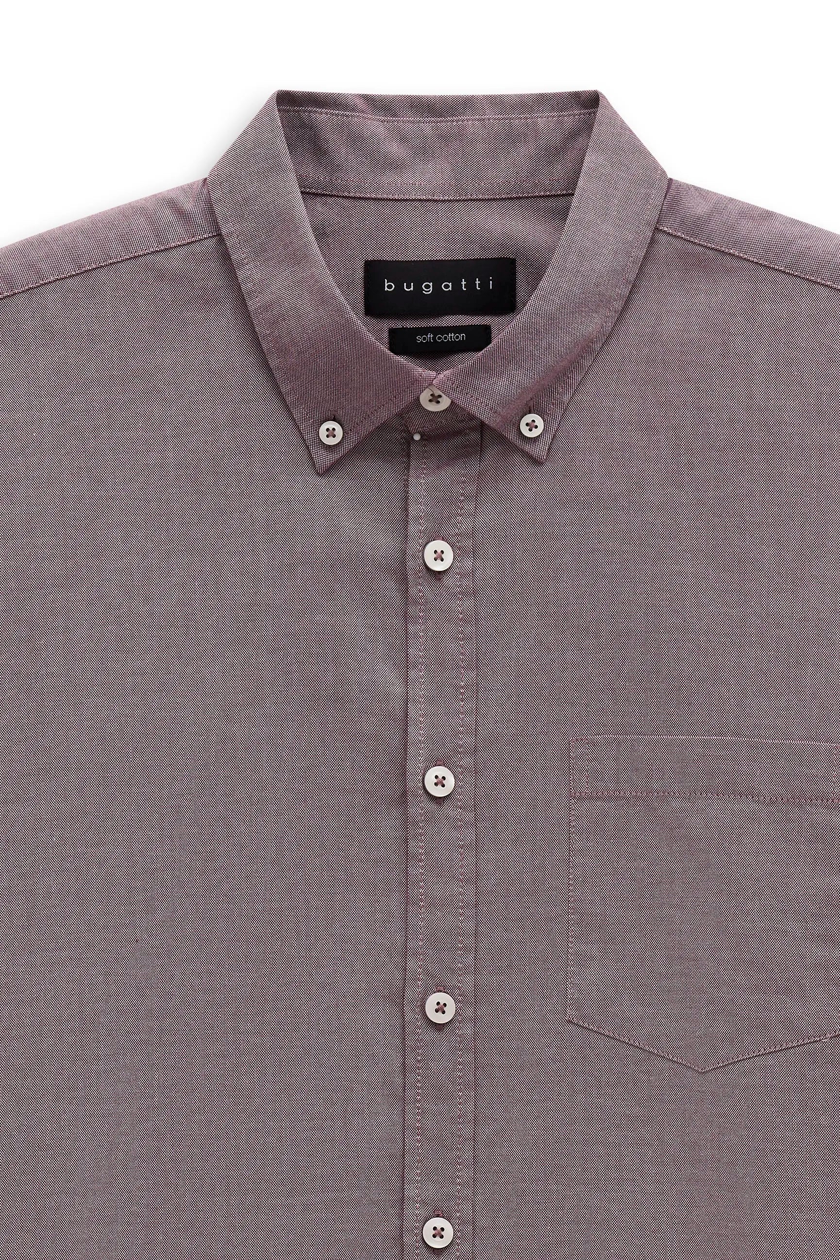 bugatti Herrenhemd, Büstenbild, lila, Button-Down-Kragen, eleganter Stil, weiche Baumwolle.