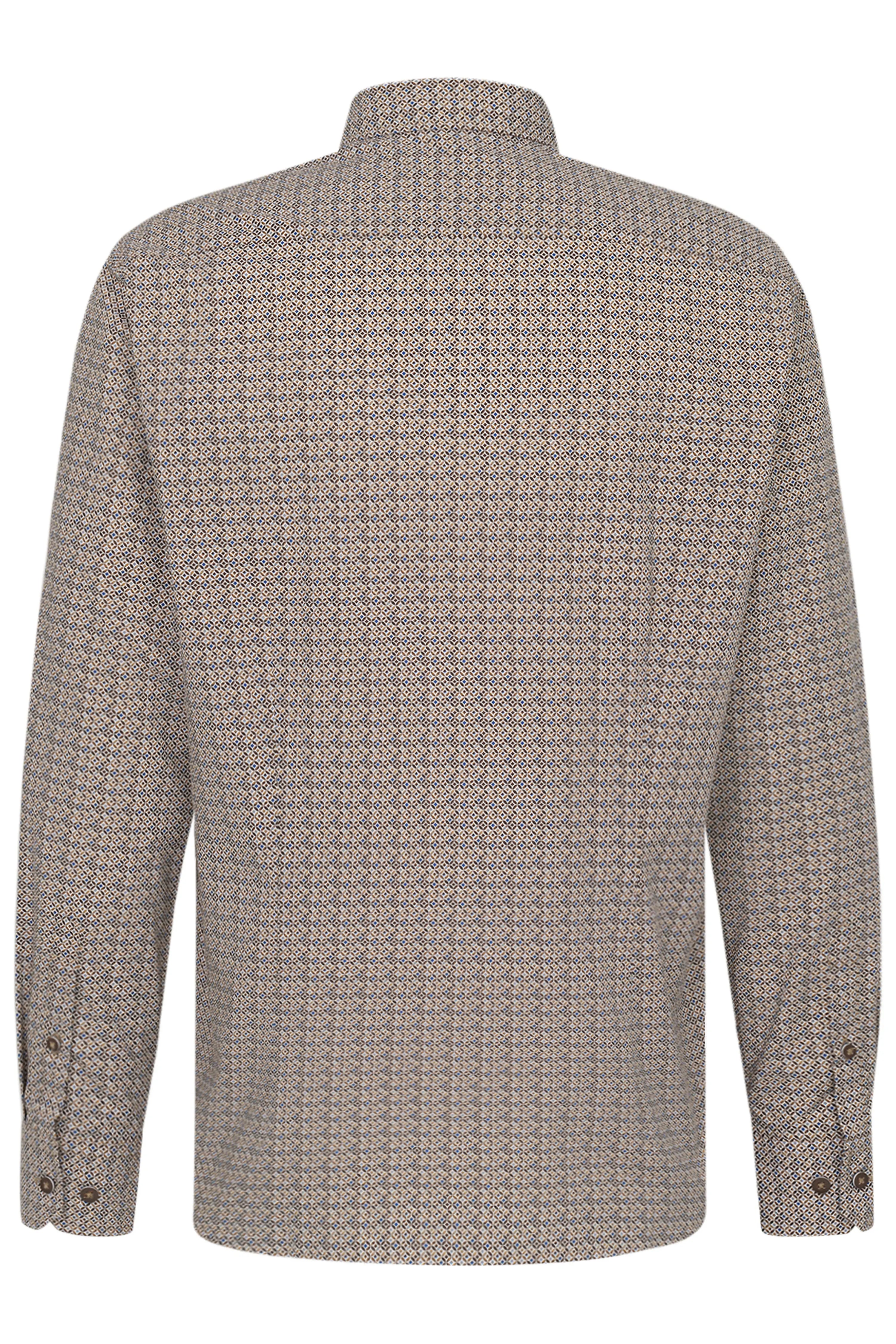 bugatti Hemd in Beige mit feinem Muster, Rückansicht, legeres Büstenbild.