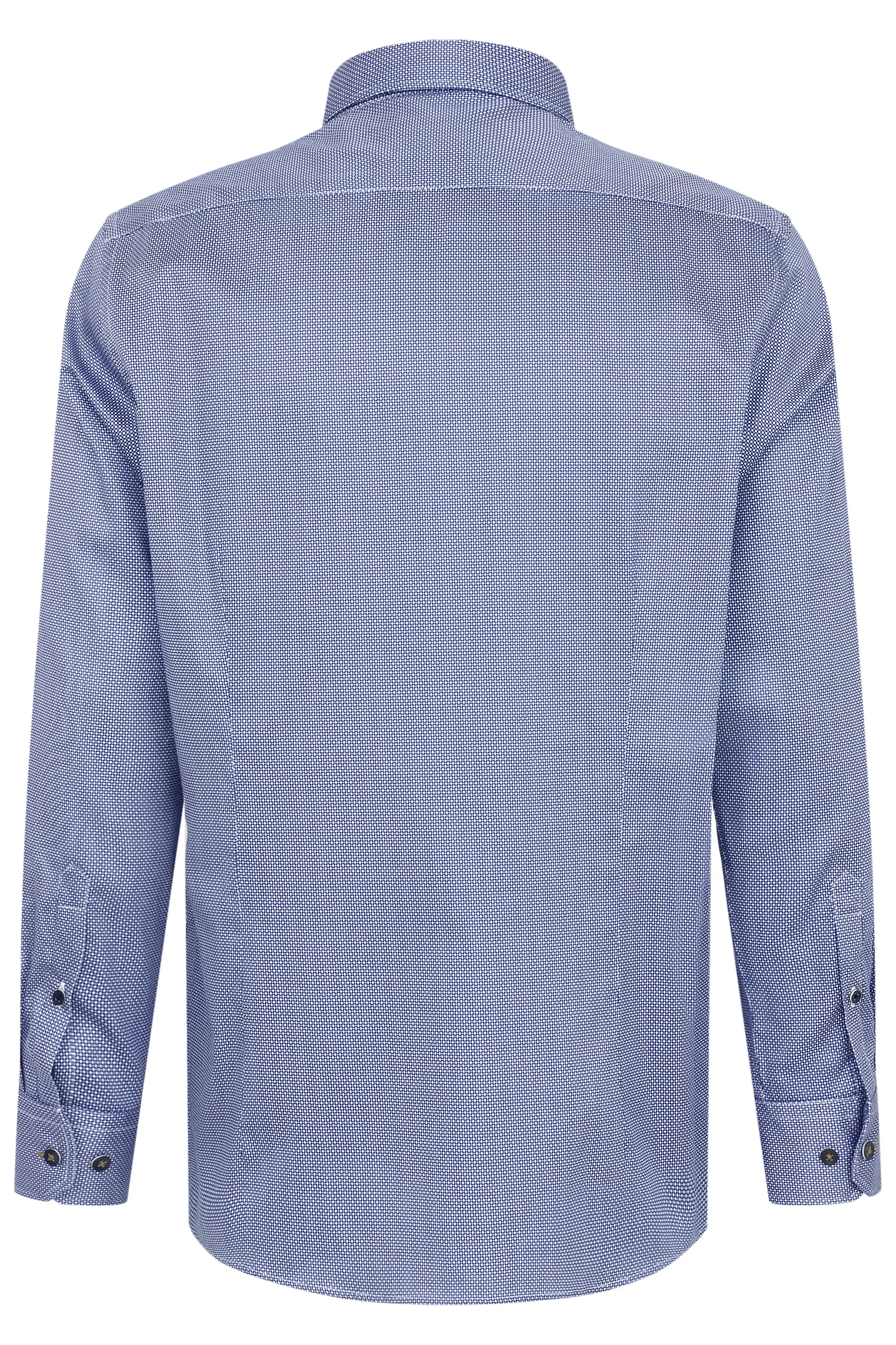 Blauw bugatti overhemd met fijn patroon, achterkant, casual busteweergave.