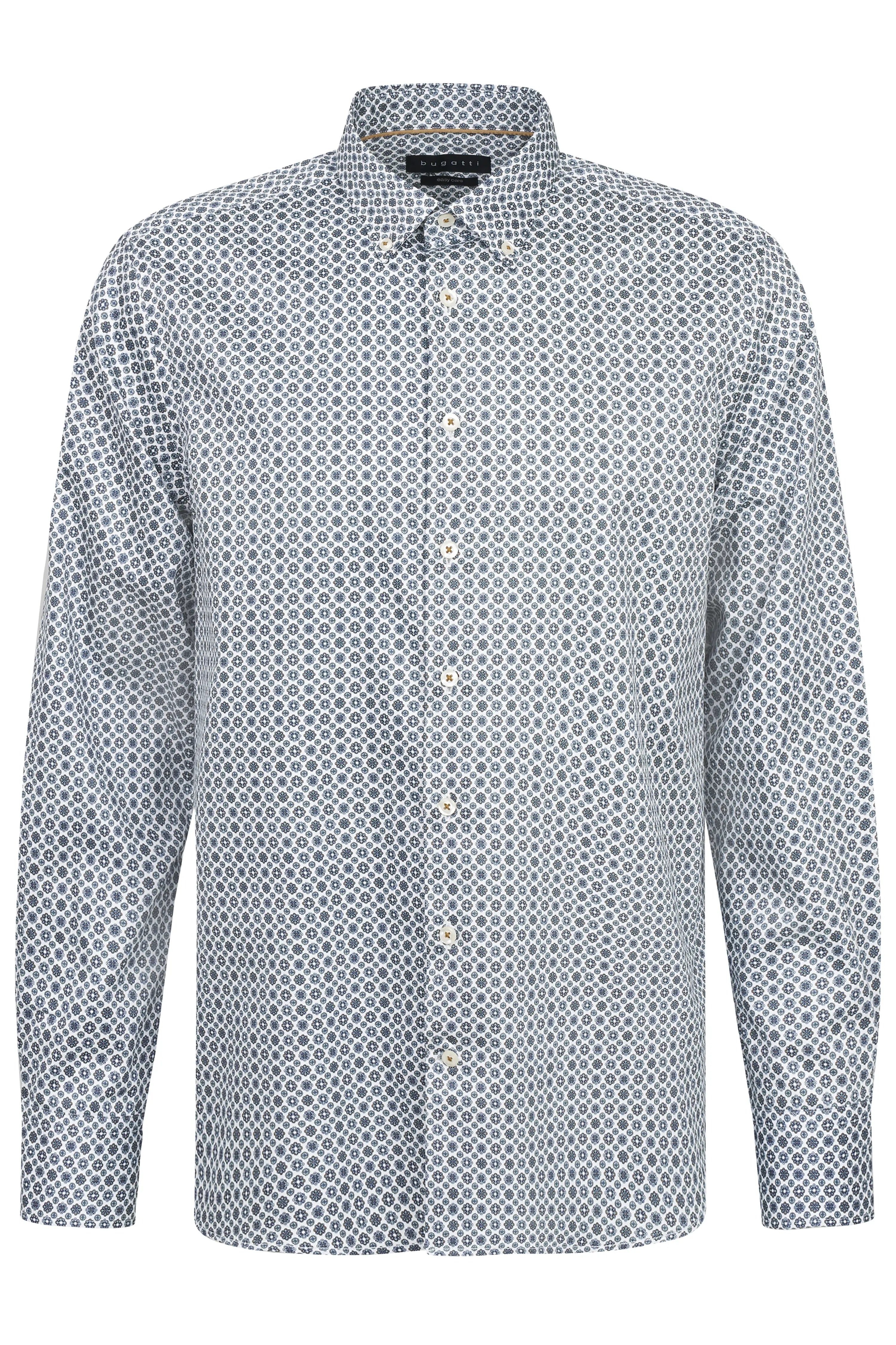 bugatti overhemd, wit-blauw patroon, buste, klassiek, stijlvol en van hoge kwaliteit.