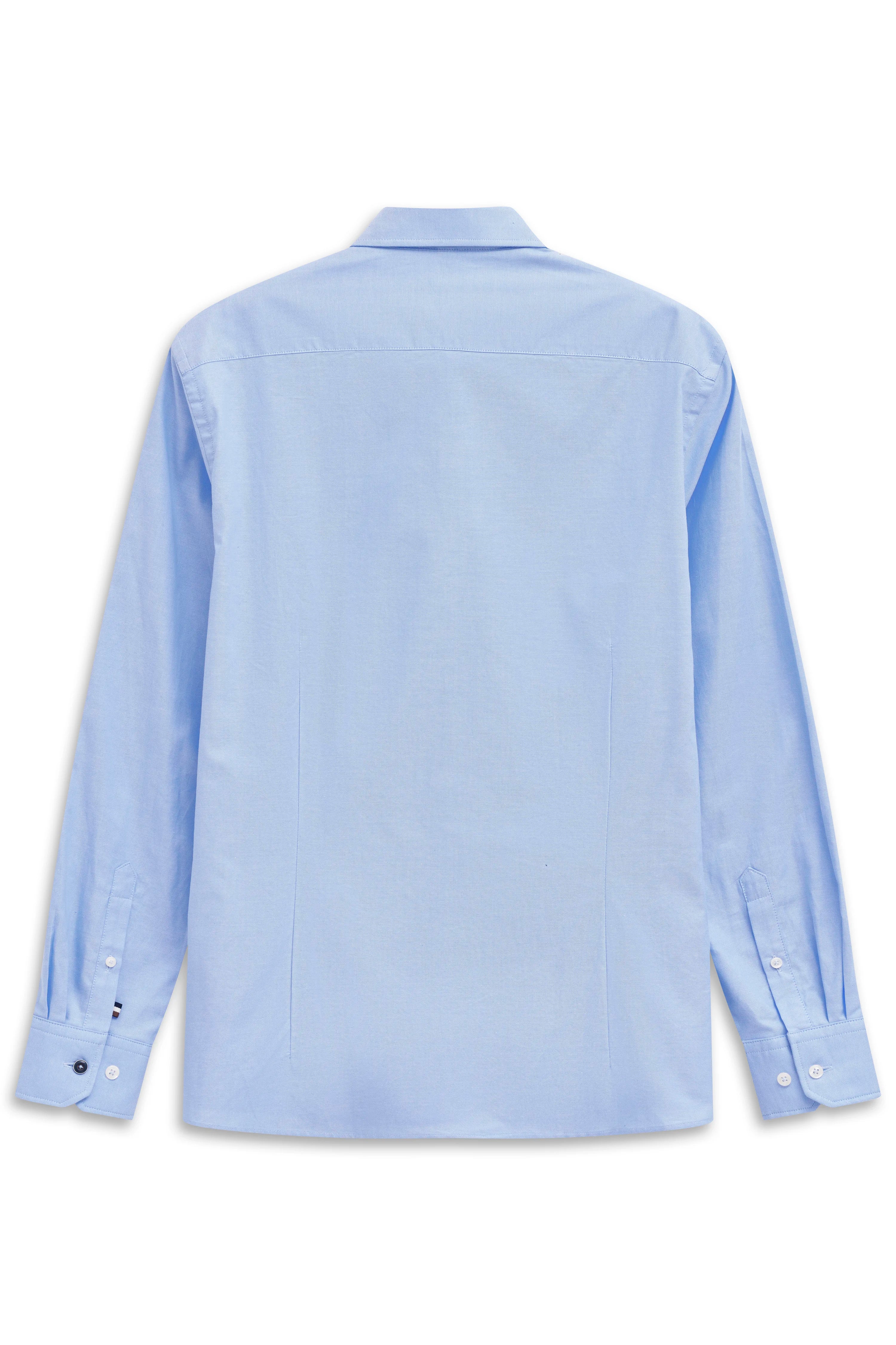 Blaues bugatti Hemd, Rückansicht, legerer Stil, hochwertige Verarbeitung, zeitlose Eleganz.