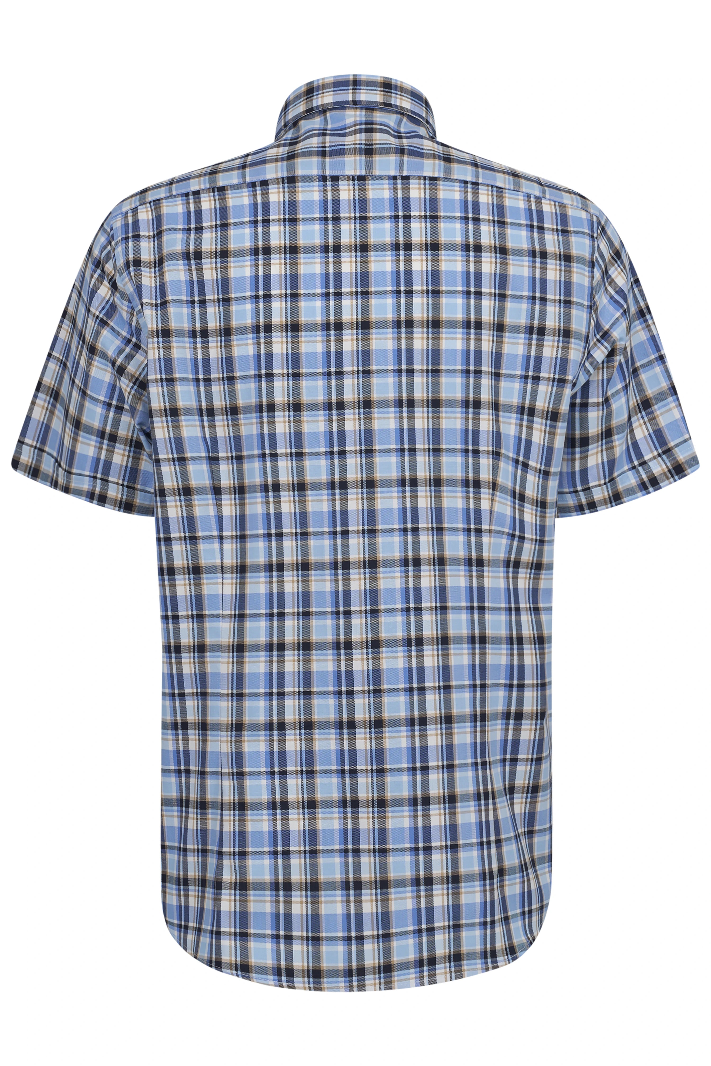 Blauw geruit kortemouwenshirt van bugatti, casual borstbeeld.