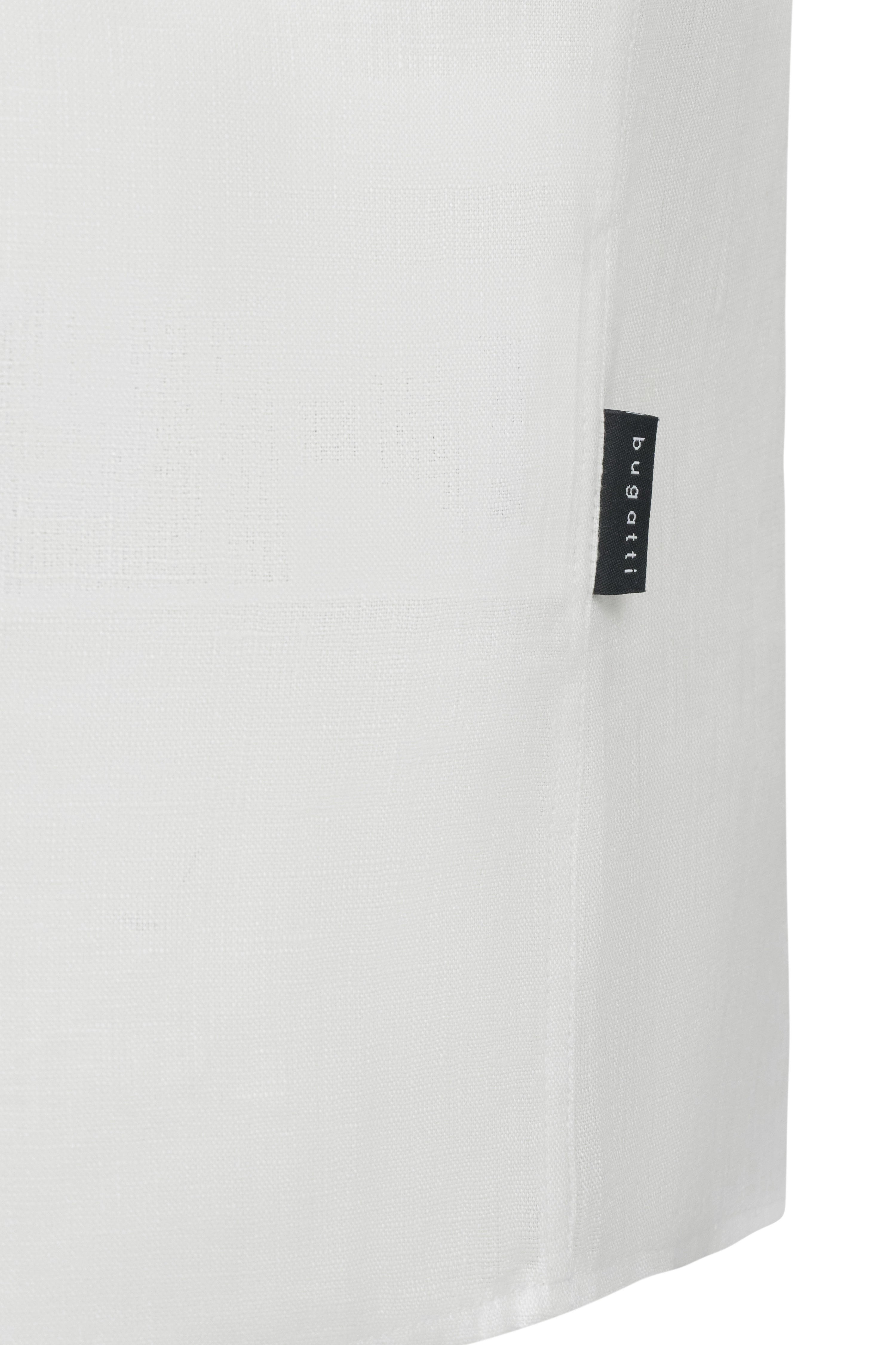 Witte bugatti linnen blouse, close-up met label, elegant ontwerp voor tijdloze stijl.