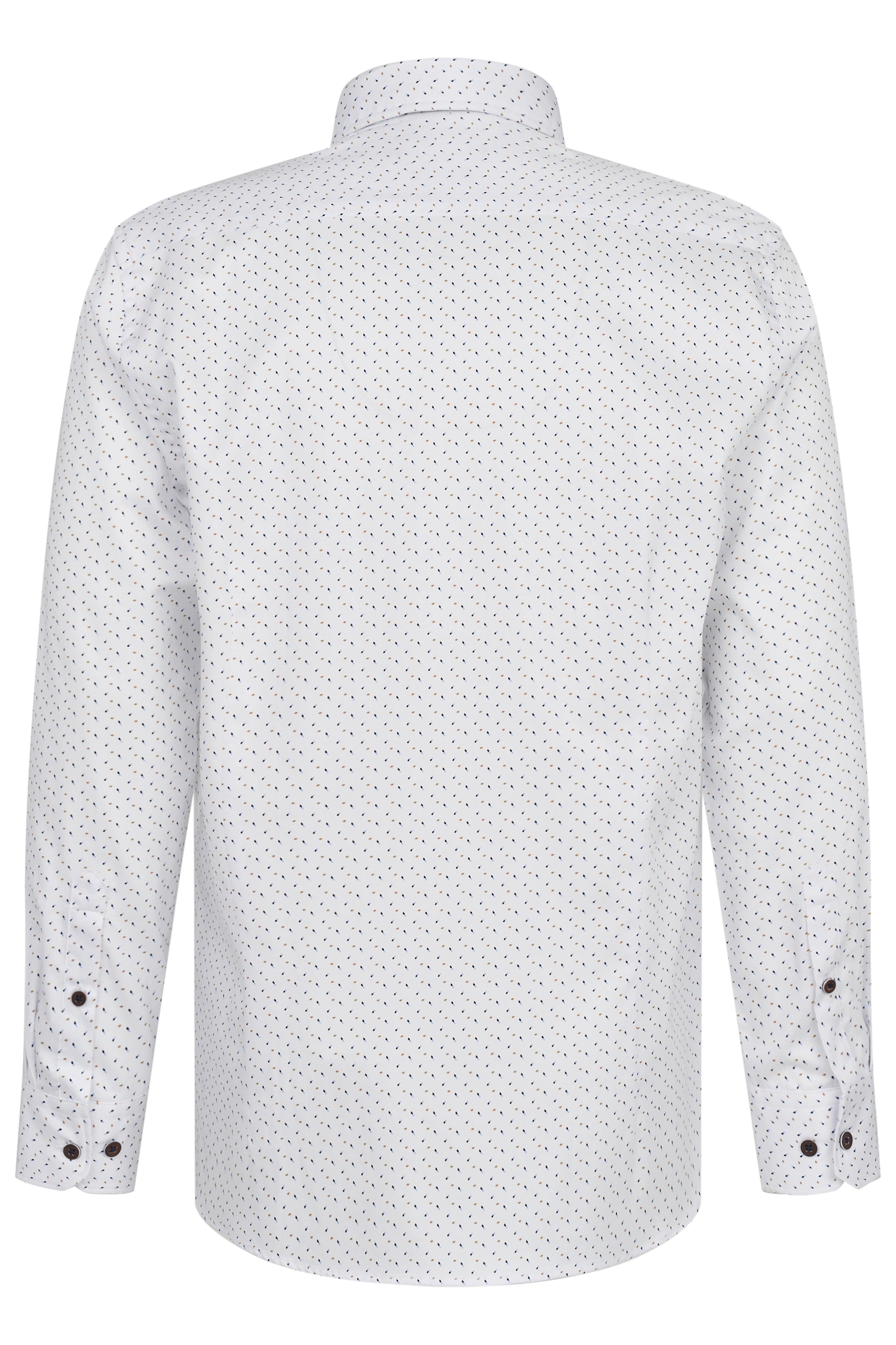Wit bugatti overhemd met fijn patroon, achterkant, casual stijl, hoogwaardige afwerking.