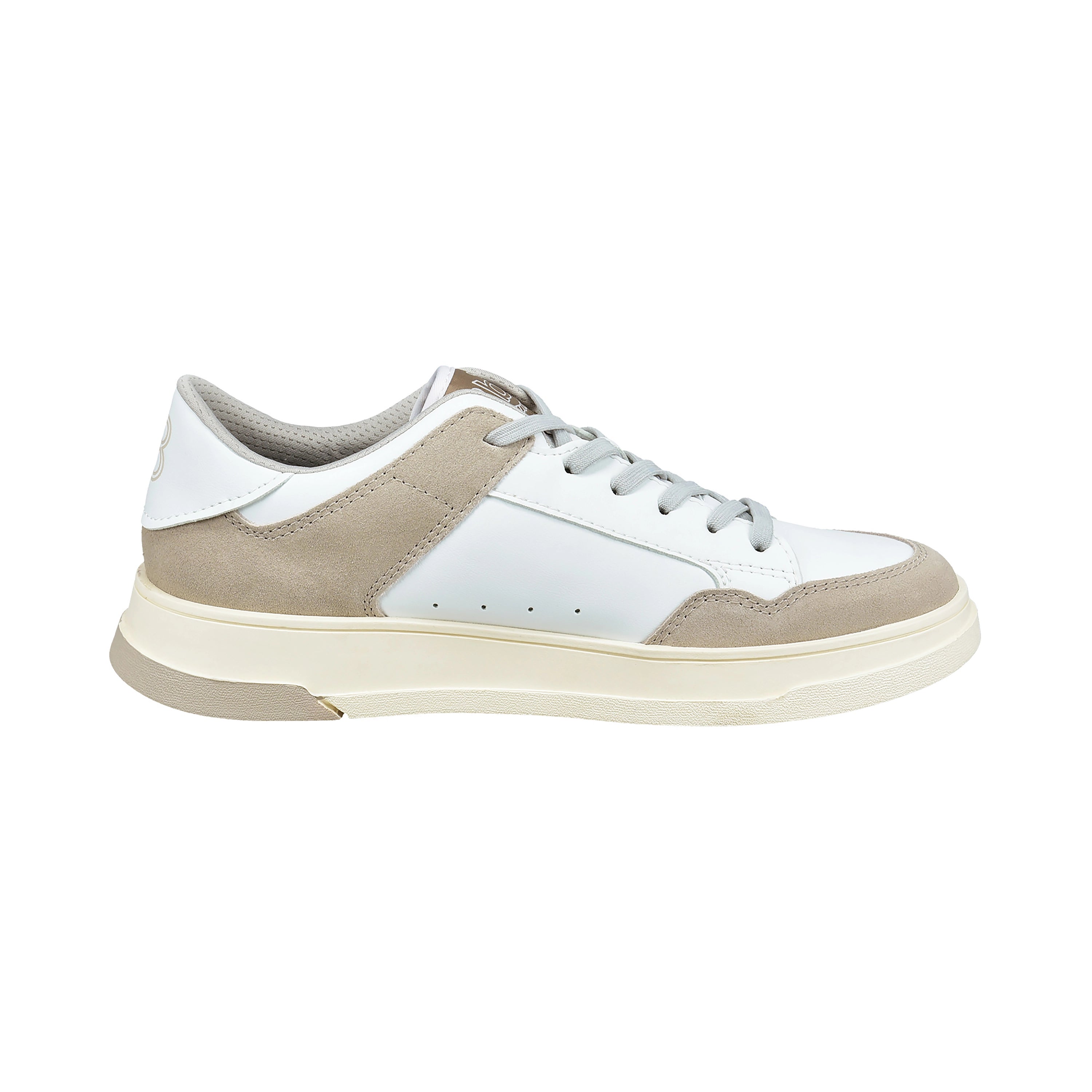 bugatti Sneaker, weiß-beige, Seitenansicht, Leder, leger, sportlich-elegant, zeitlose Raffinesse.