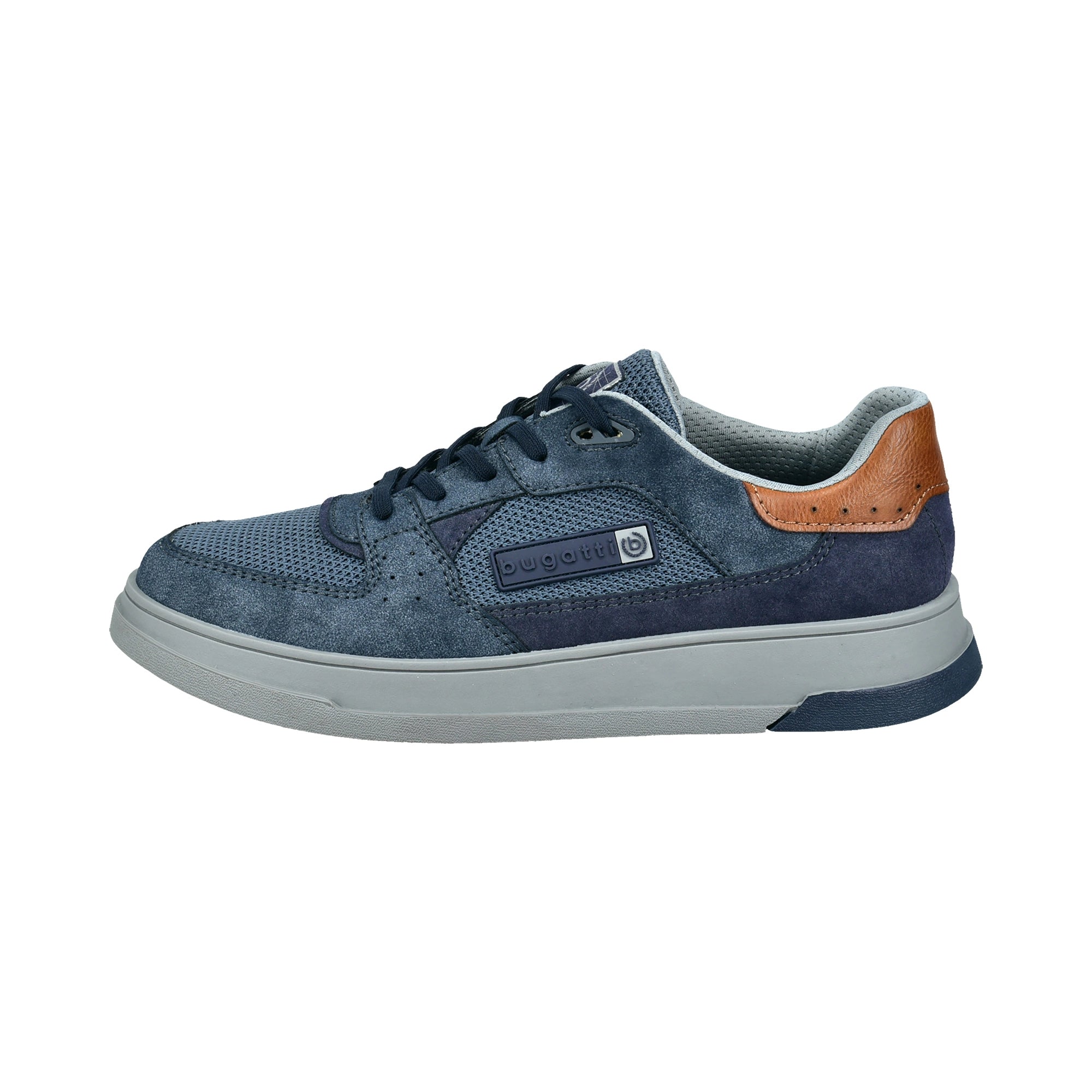 bugatti sneaker in blauw met bruine accenten