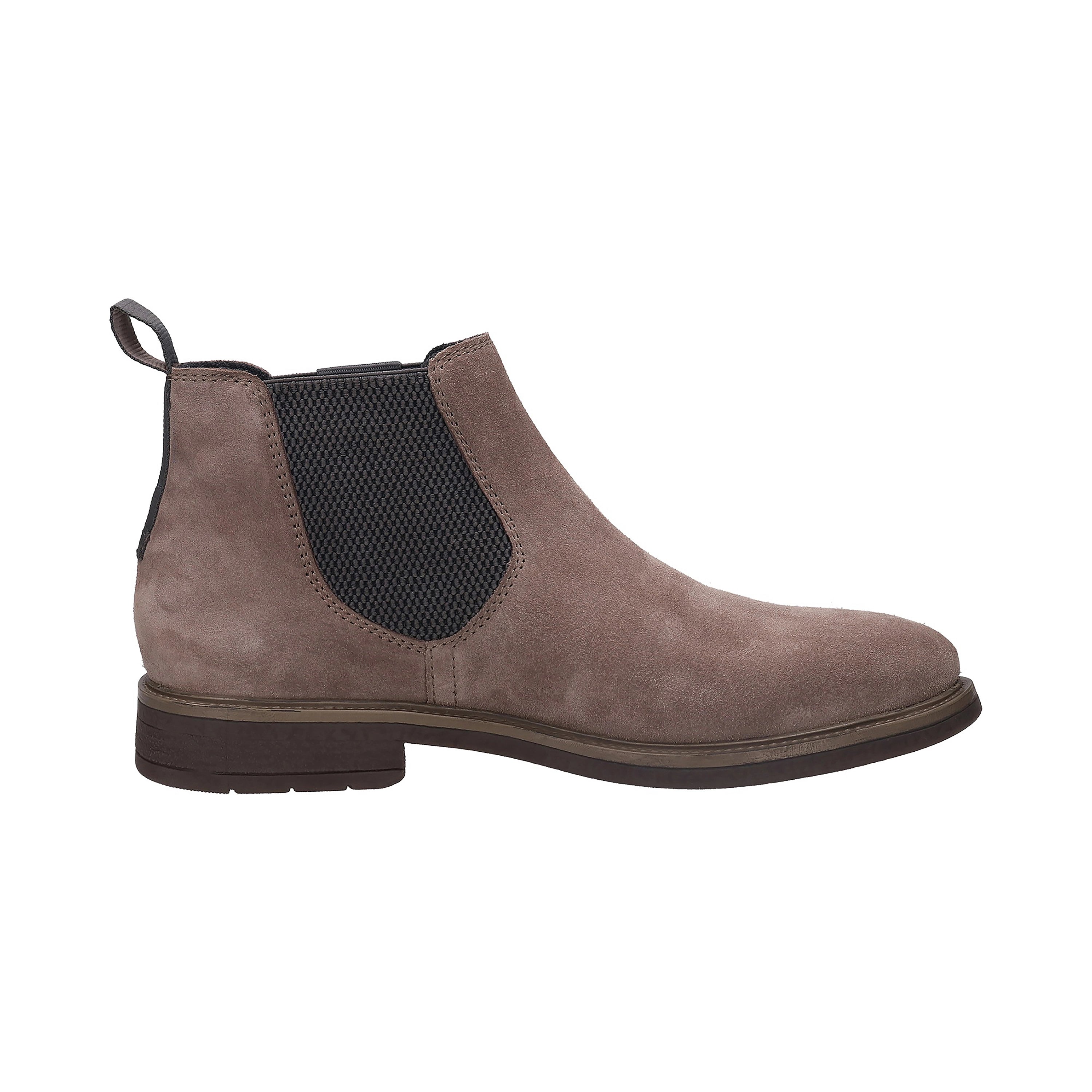 Chelsea boot in taupe with elastic inserts, side view, bugatti.