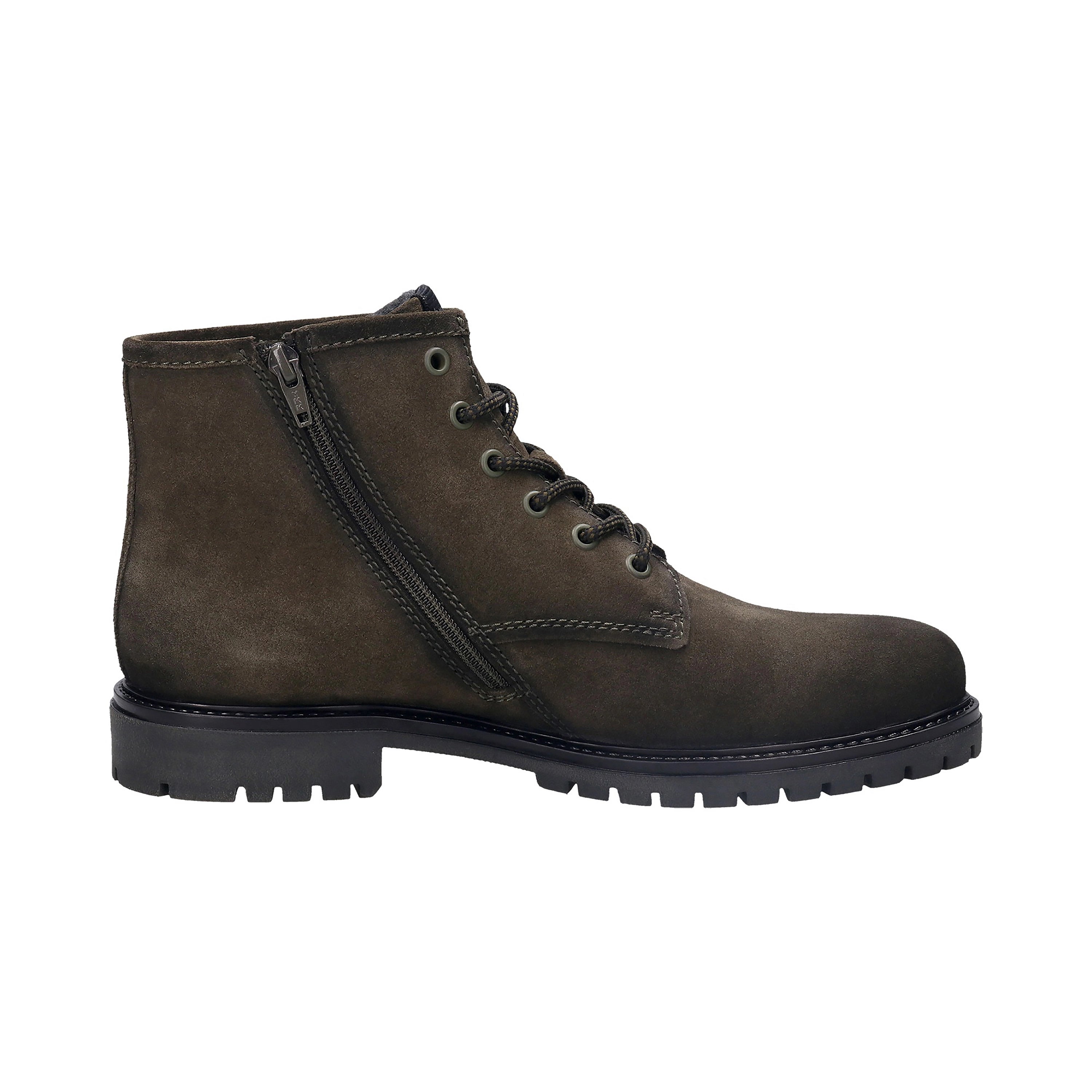bugatti brown boot with zipper, side view, robust design, ideal for urban adventures.