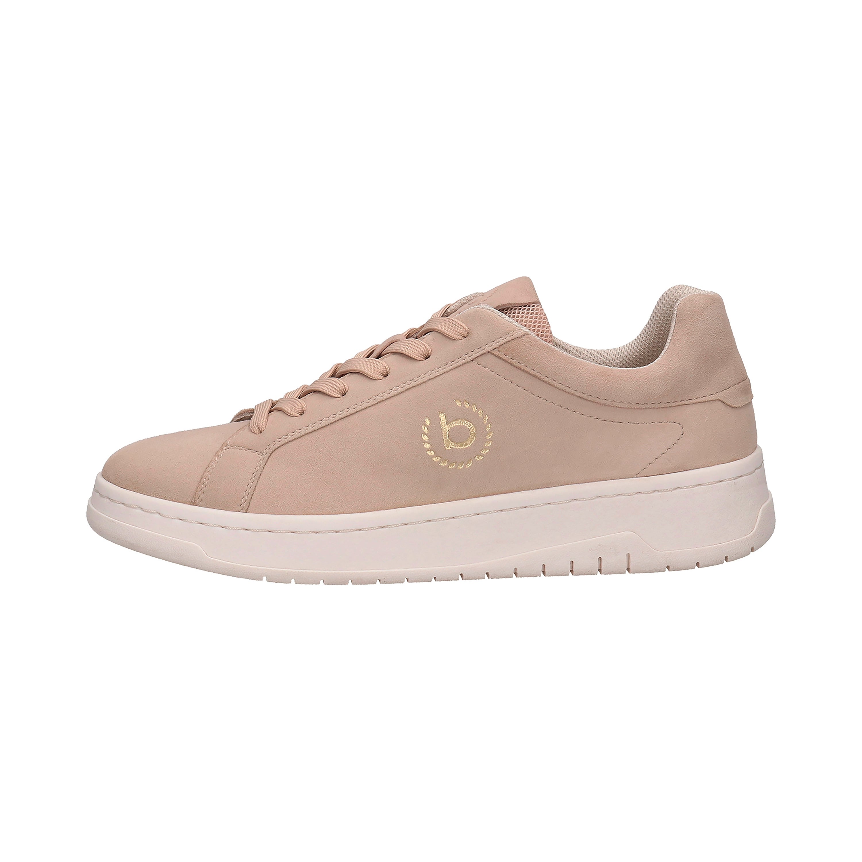 bugatti Sneaker in Beige, Seitenansicht, schlichtes Design, Logo-Detail, legerer, zeitloser Stil.