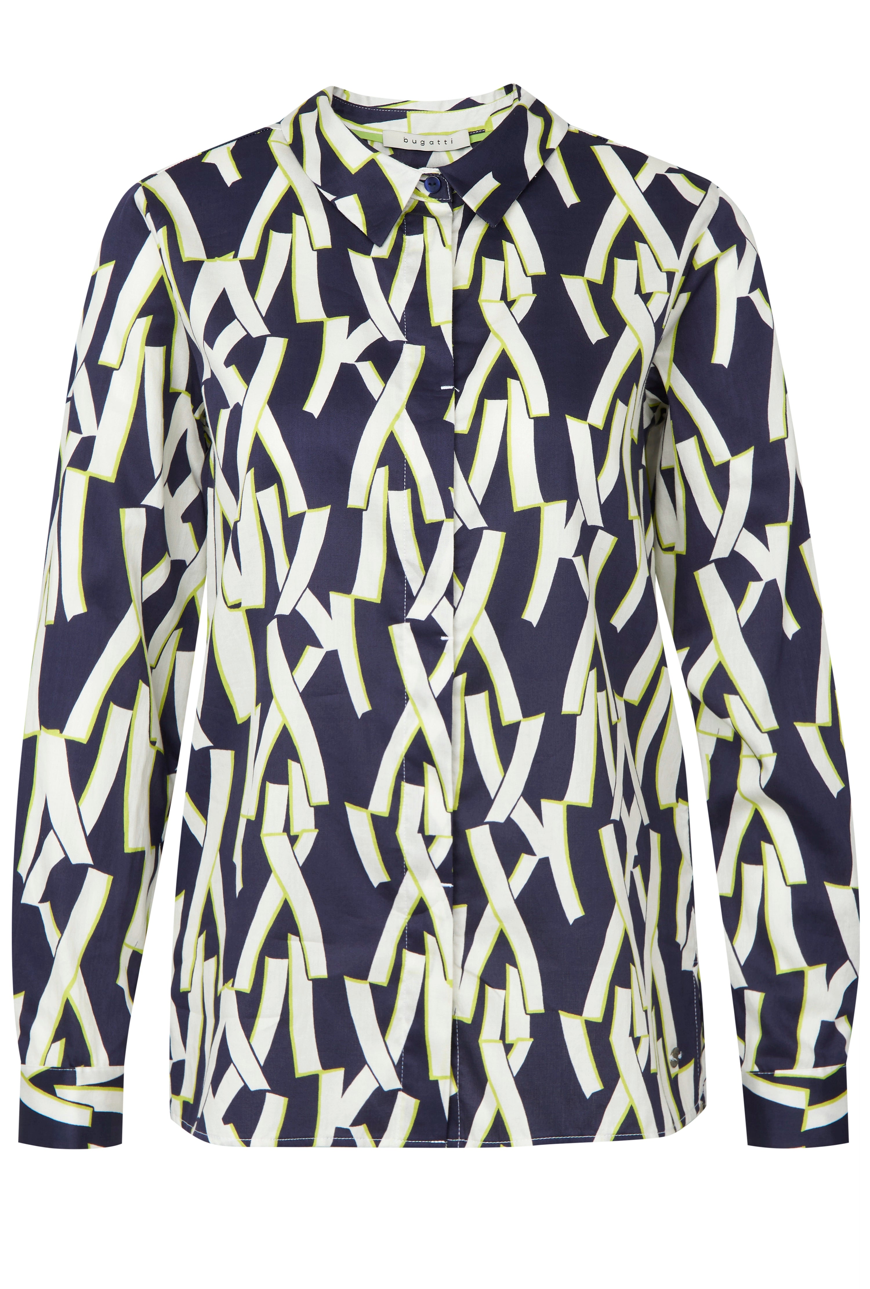Bluse von bugatti mit geometrischem Muster in Dunkelblau, Weiß und Grün
