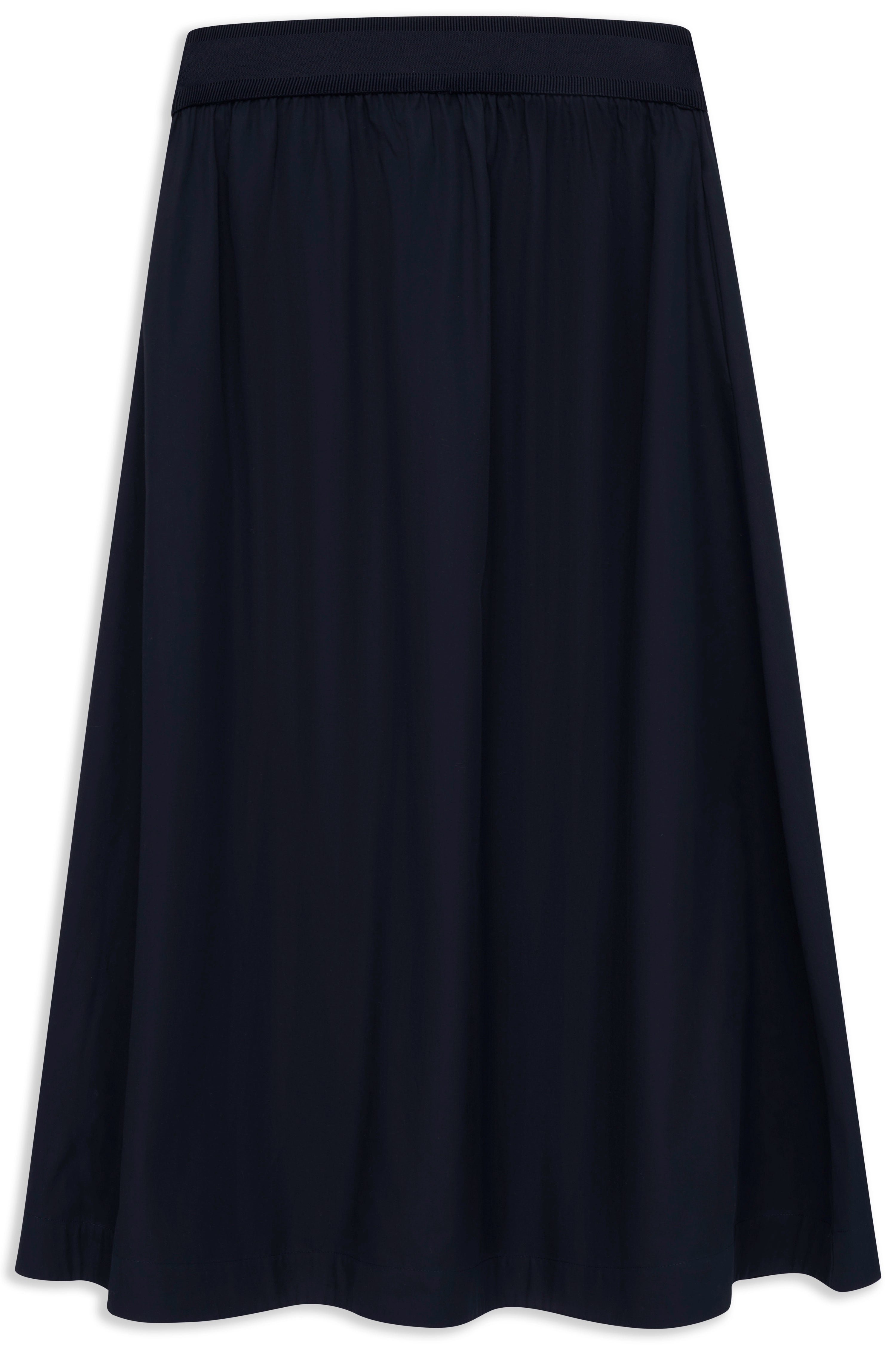 Eleganter navy blauer bugatti Rock, Büstenbild, fließender Stoff für stilvolle Looks.