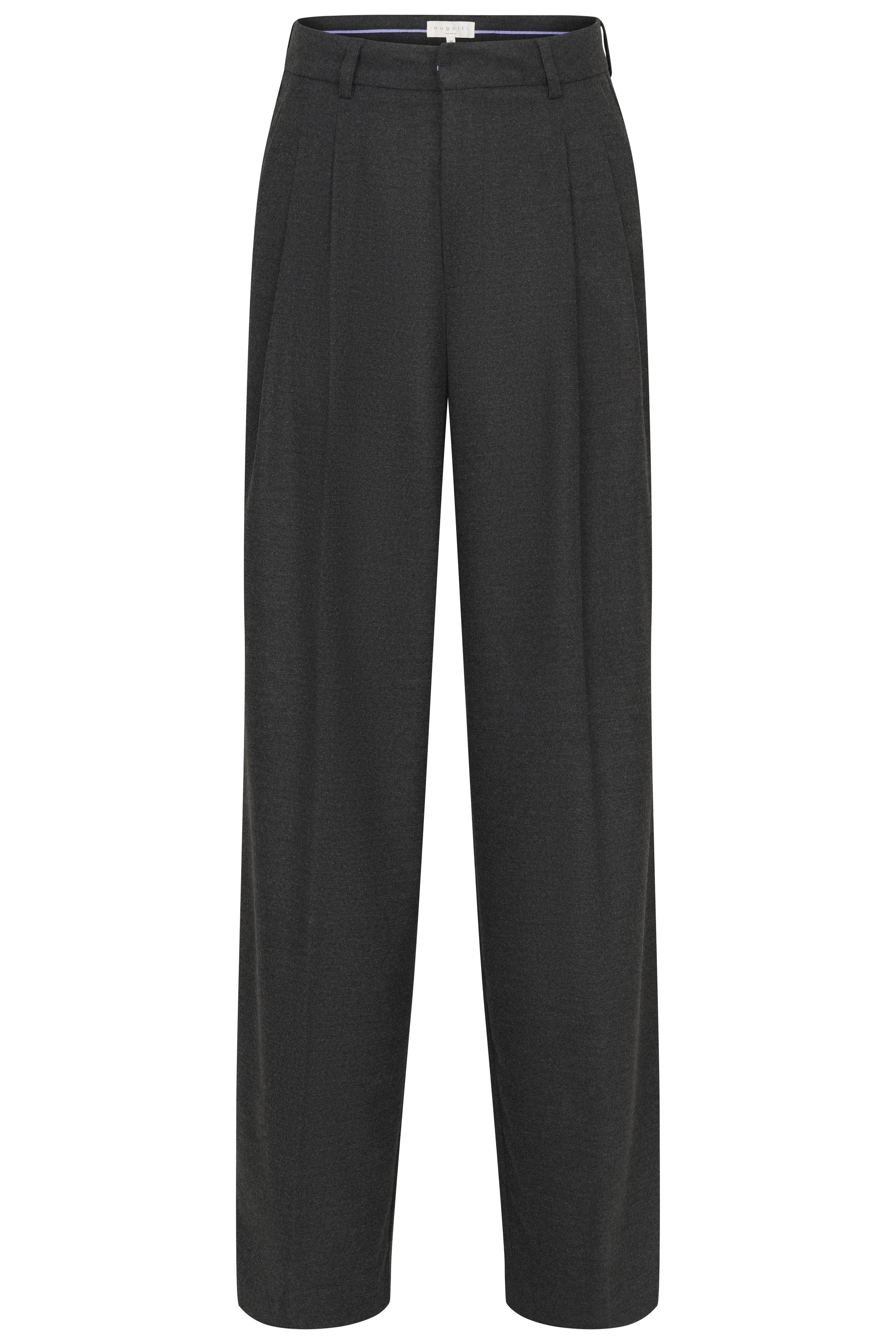 Graue bugatti Hose mit weitem Schnitt, Bügelbild, zeitlose Eleganz und hochwertige Verarbeitung.